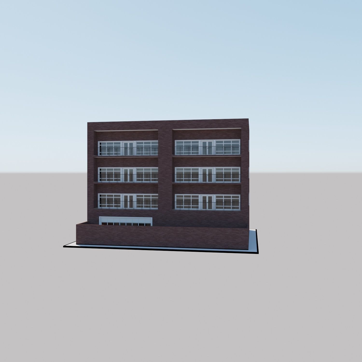 Apartment building with patio Threedee Way 331 Low-poly 3D model_23