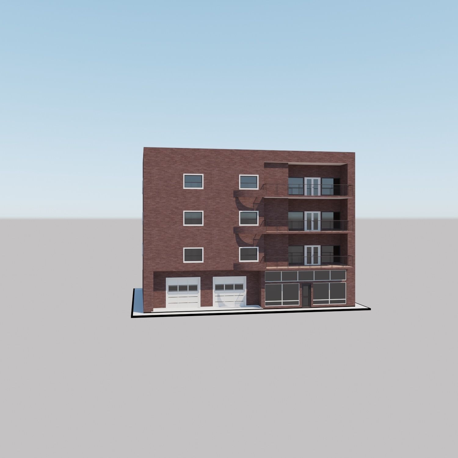 Apartment building with patio Threedee Way 331 Low-poly 3D model_15