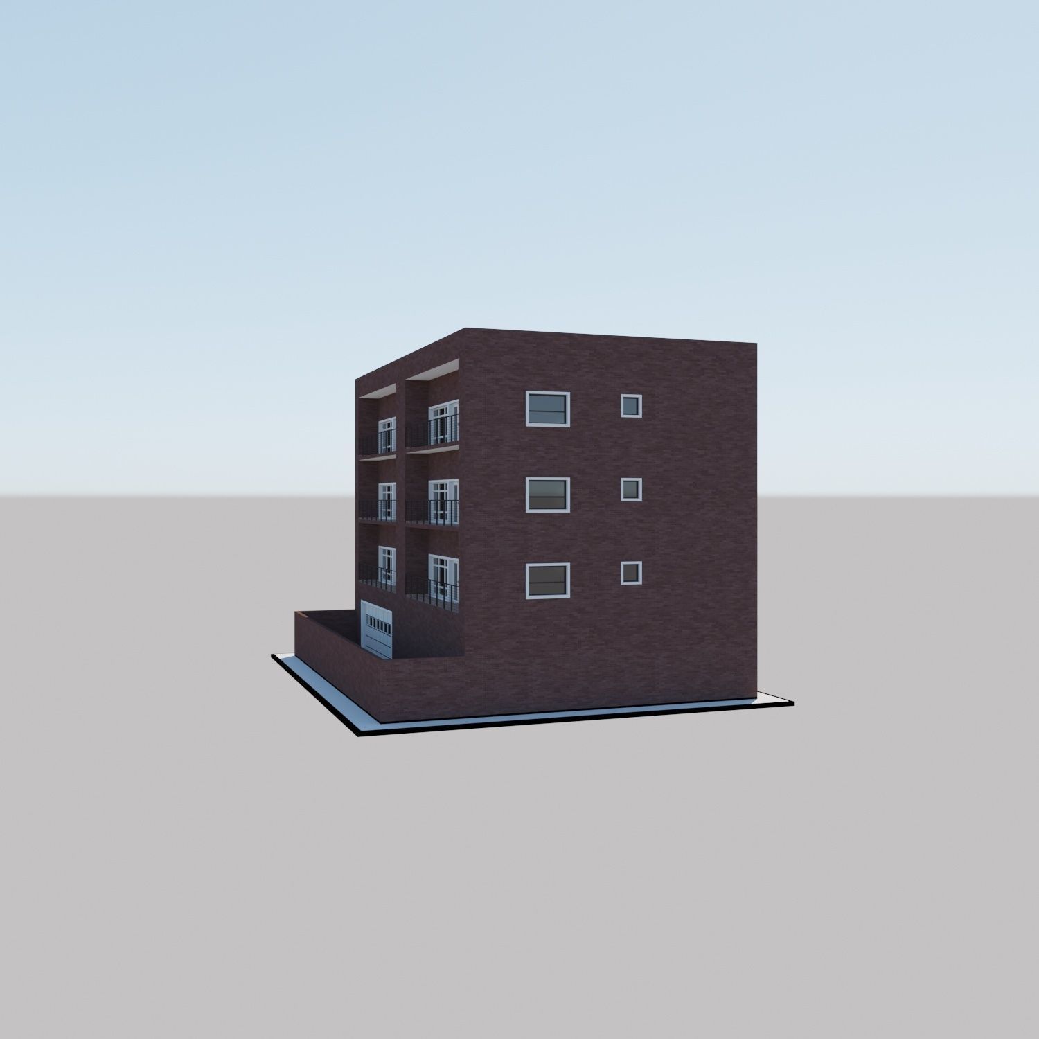 Apartment building with patio Threedee Way 331 Low-poly 3D model_26
