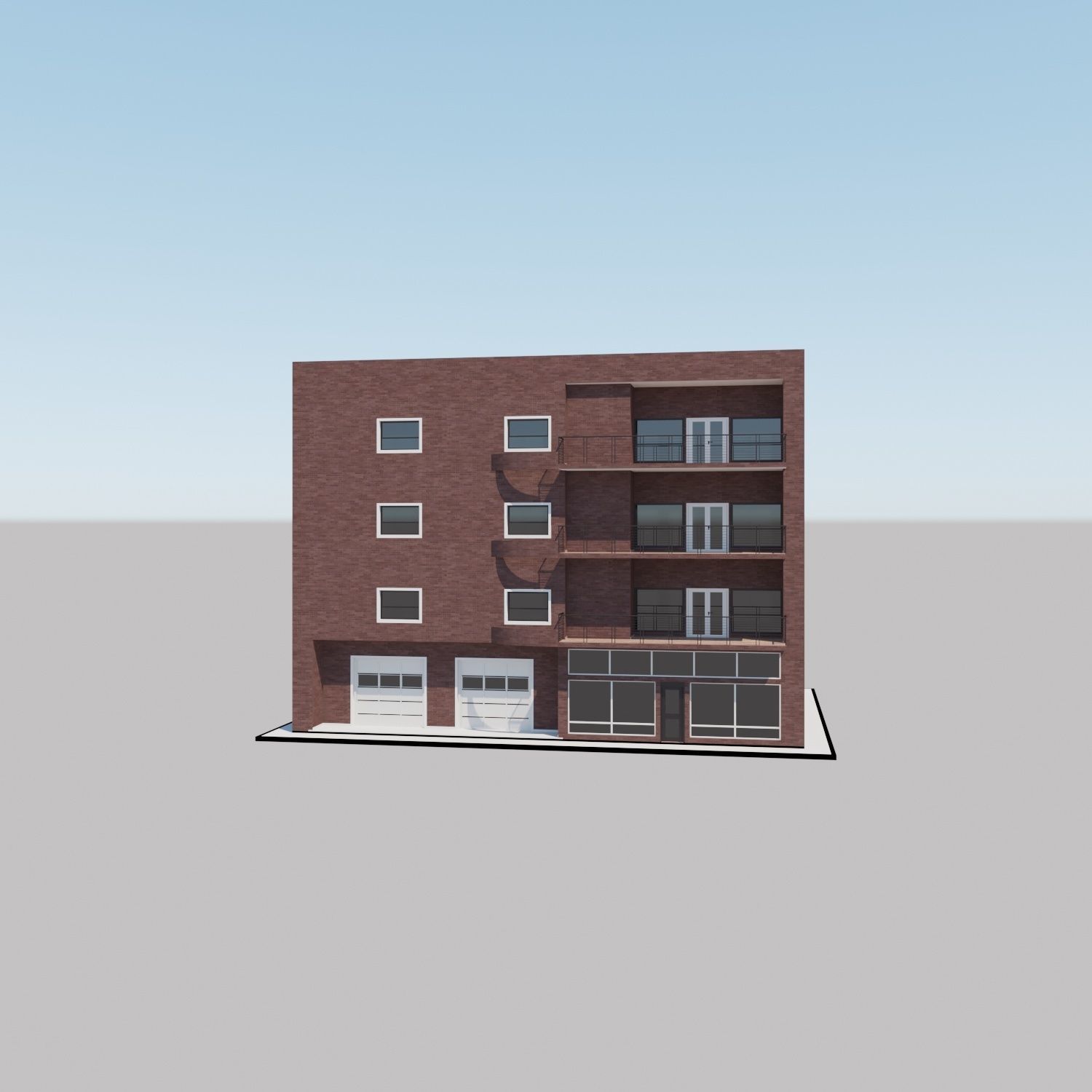 Apartment building with patio Threedee Way 331 Low-poly 3D model_16