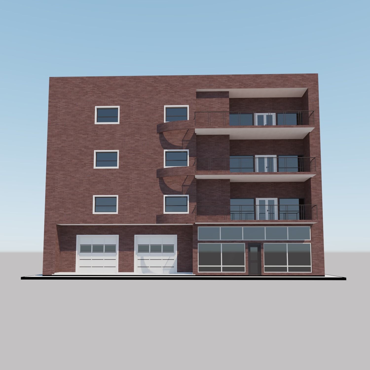 Apartment building with patio Threedee Way 331 Low-poly 3D model_1