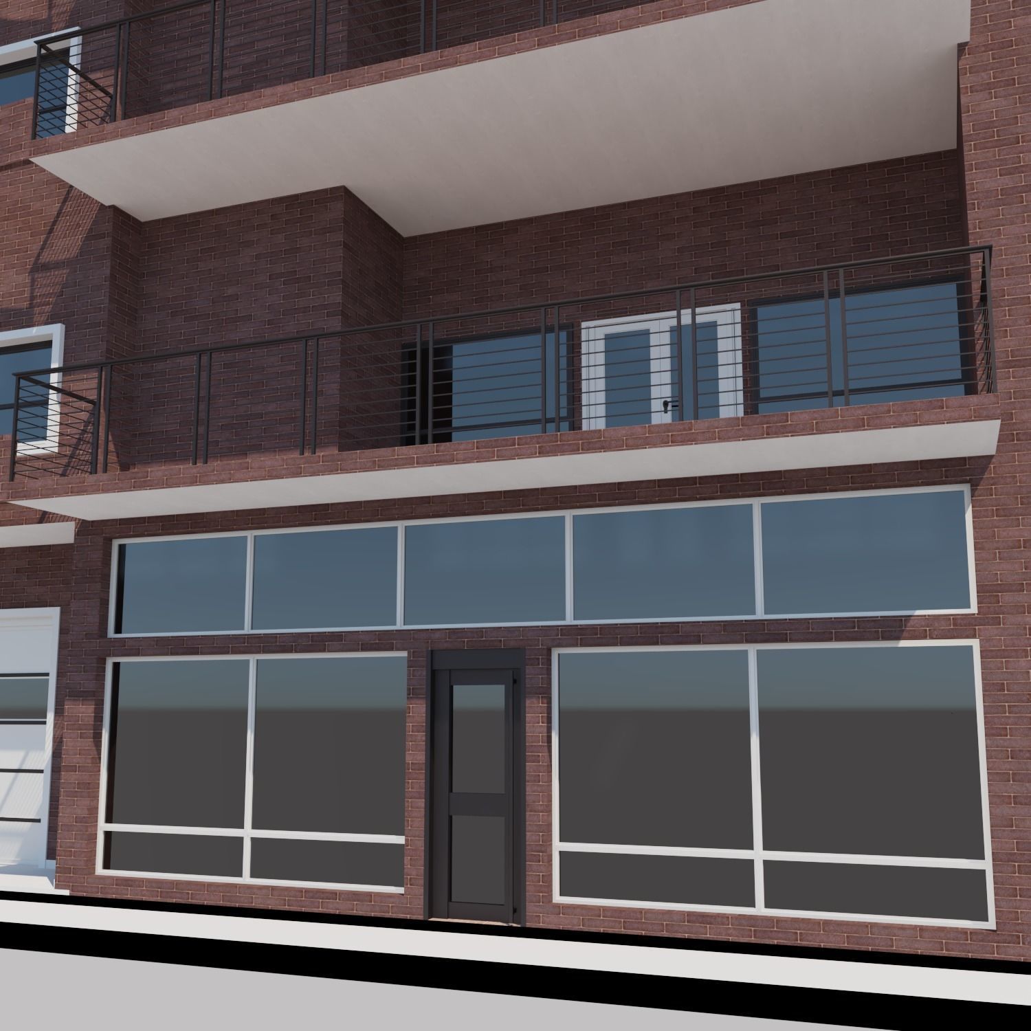 Apartment building with patio Threedee Way 331 Low-poly 3D model_7