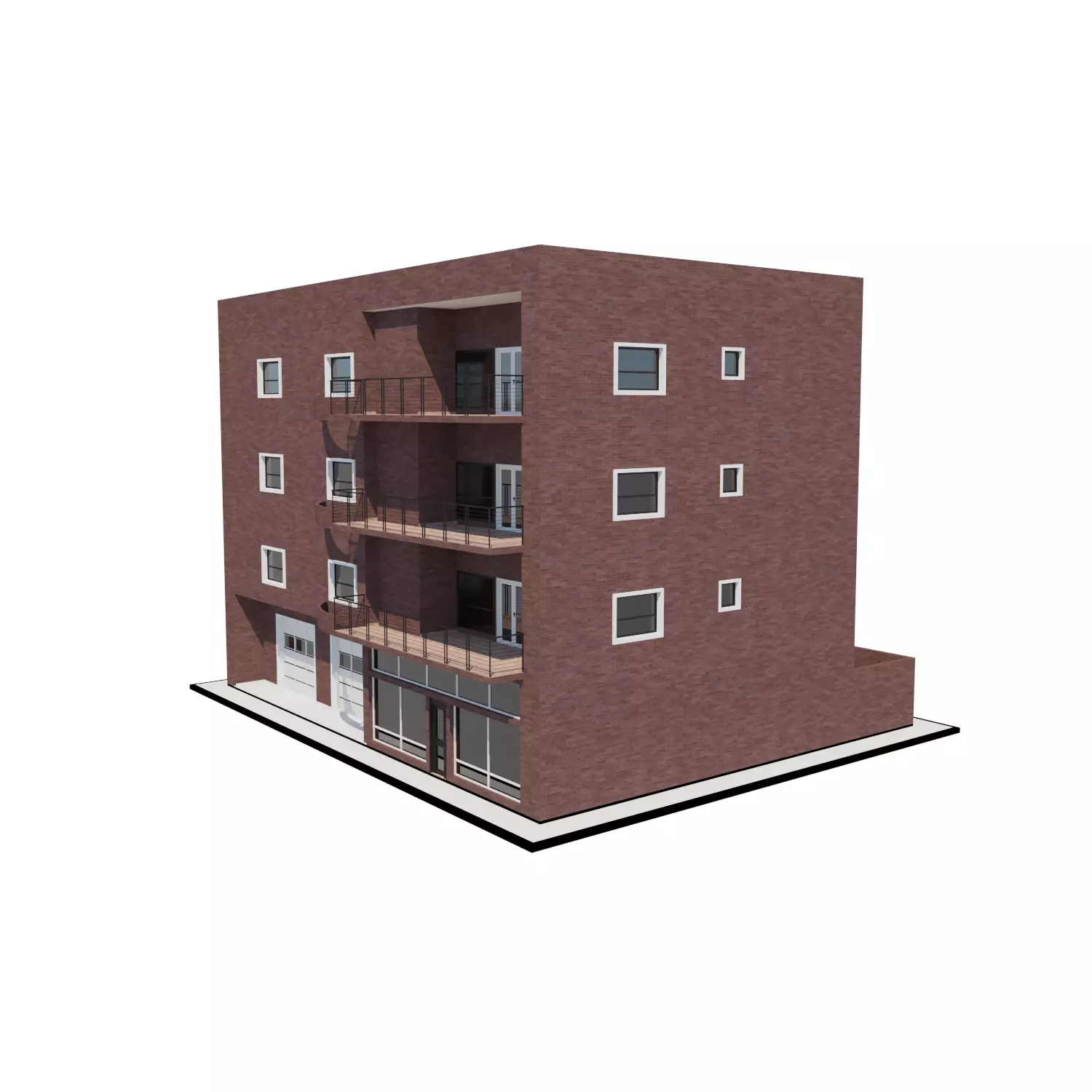 Apartment building with patio Threedee Way 331 Low-poly 3D model_0
