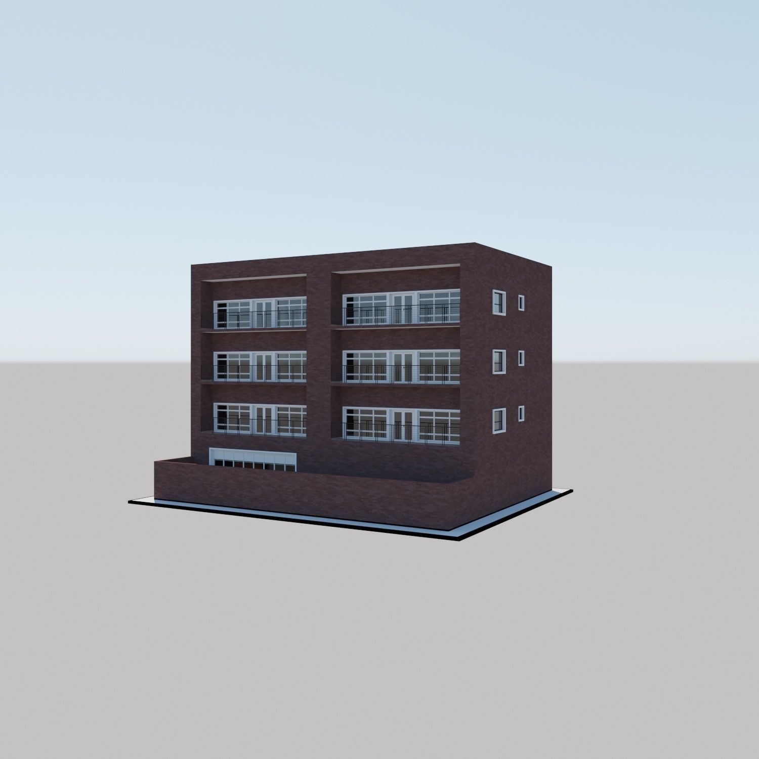 Apartment building with patio Threedee Way 331 Low-poly 3D model_24