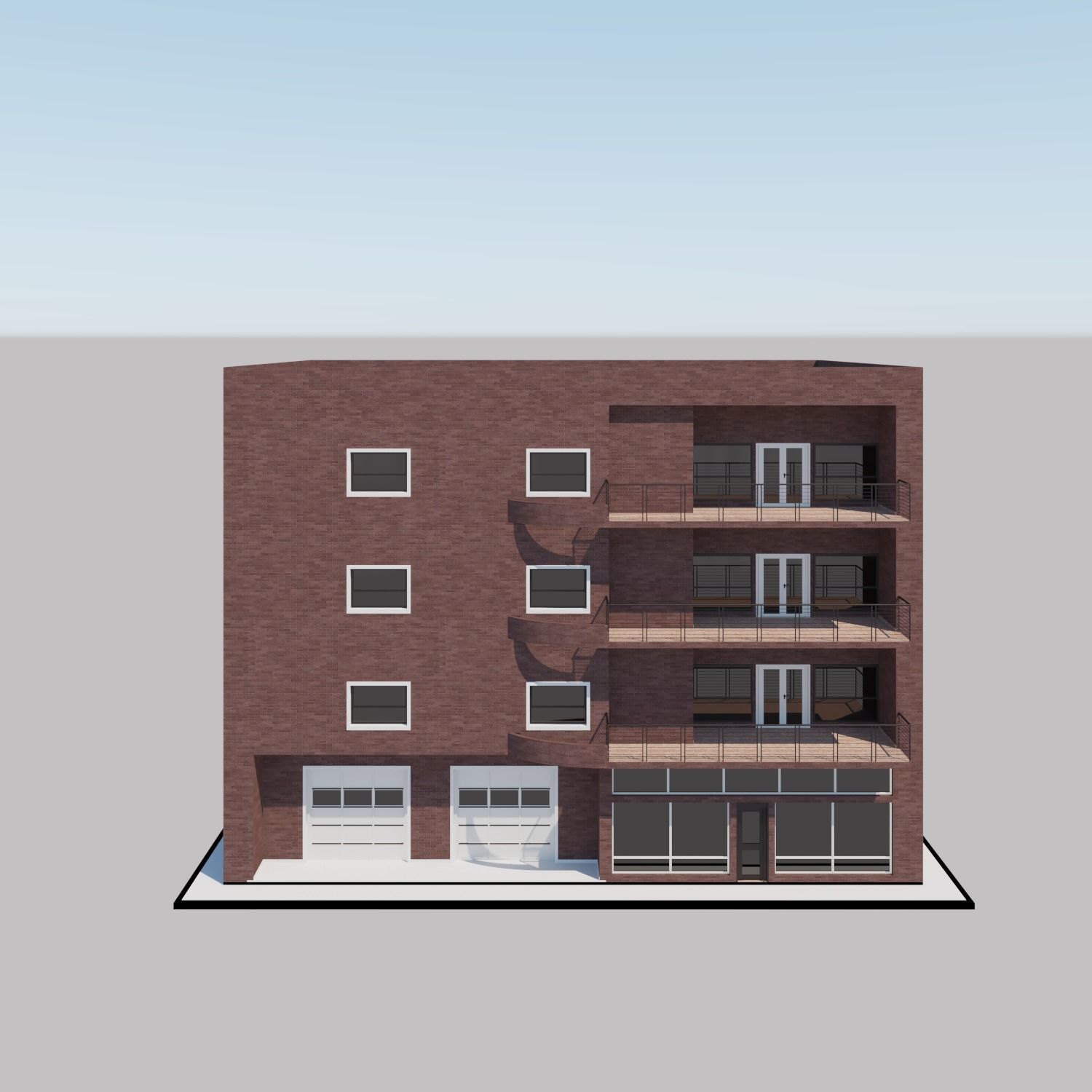 Apartment building with patio Threedee Way 331 Low-poly 3D model_5