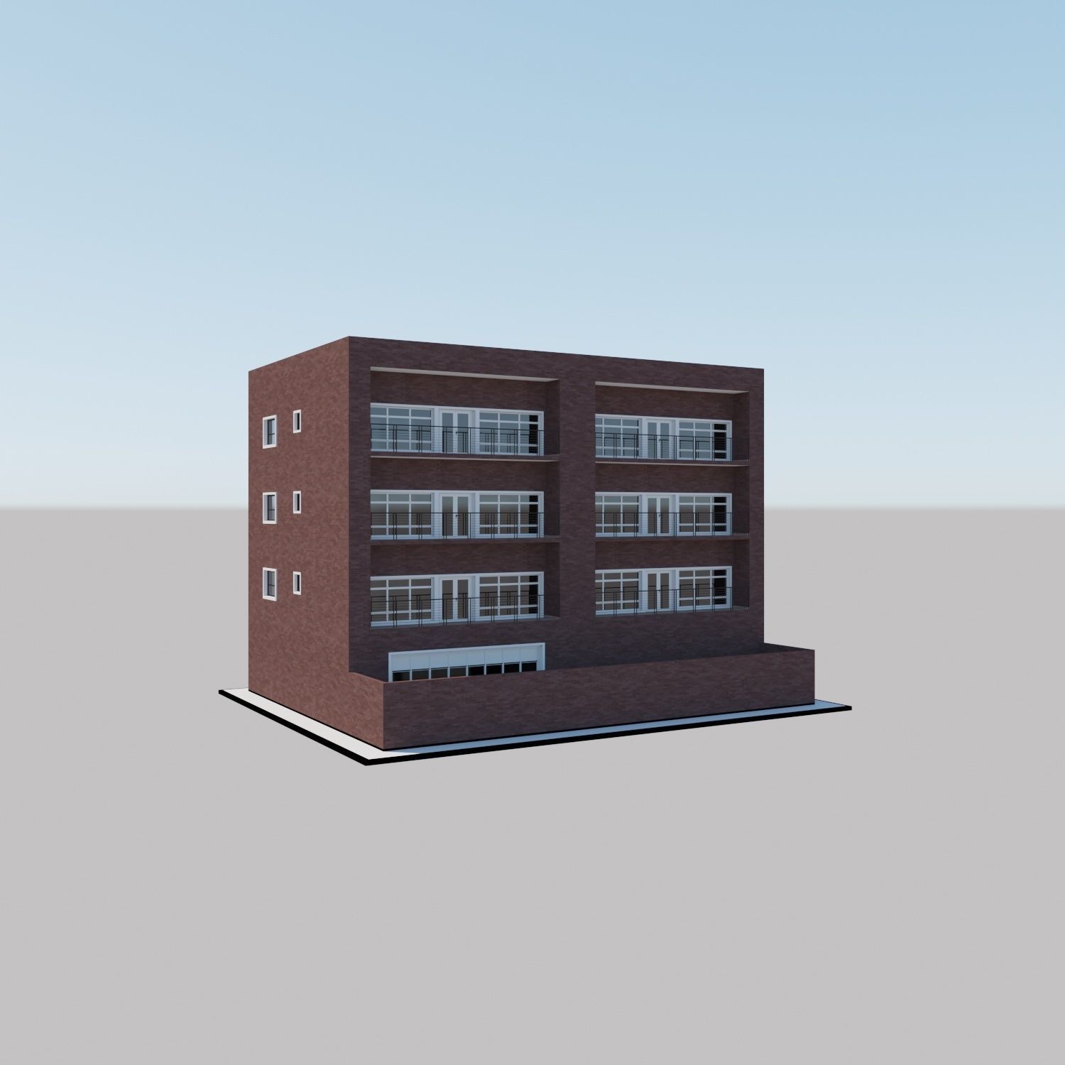 Apartment building with patio Threedee Way 331 Low-poly 3D model_21