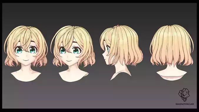 Mami Nanami hairstyle 3D model