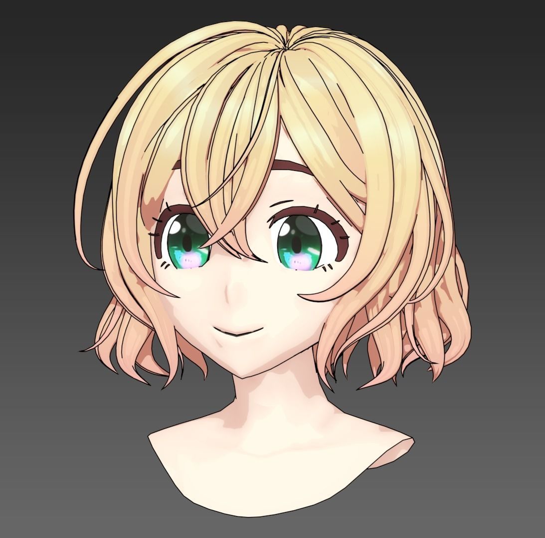 Mami Nanami hairstyle 3D model_1