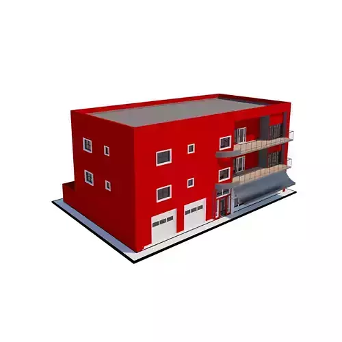 Apartment building with patio Threedee Way 333 Low-poly 3D model
