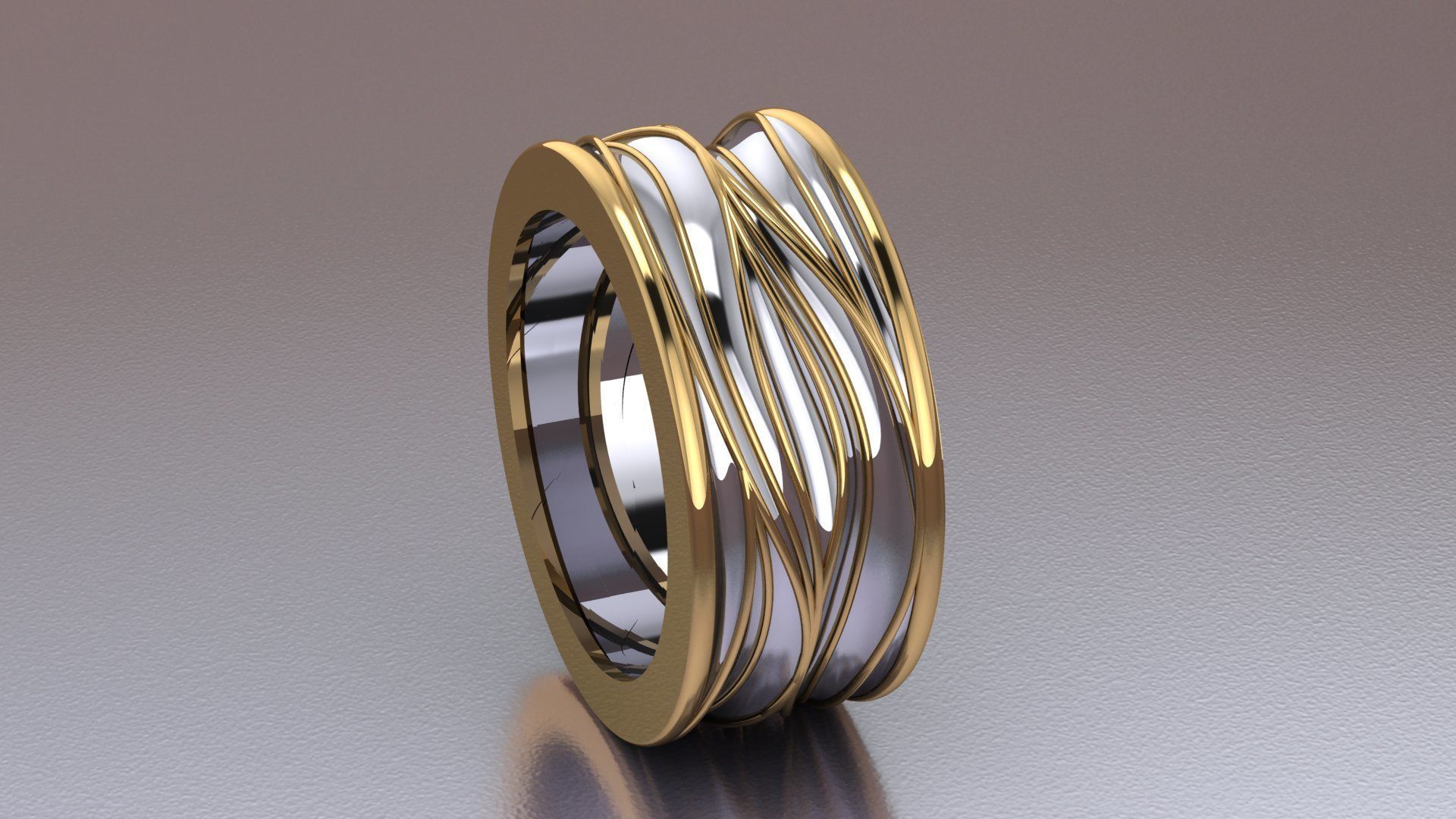 rings two gold and silver 3D print model_4