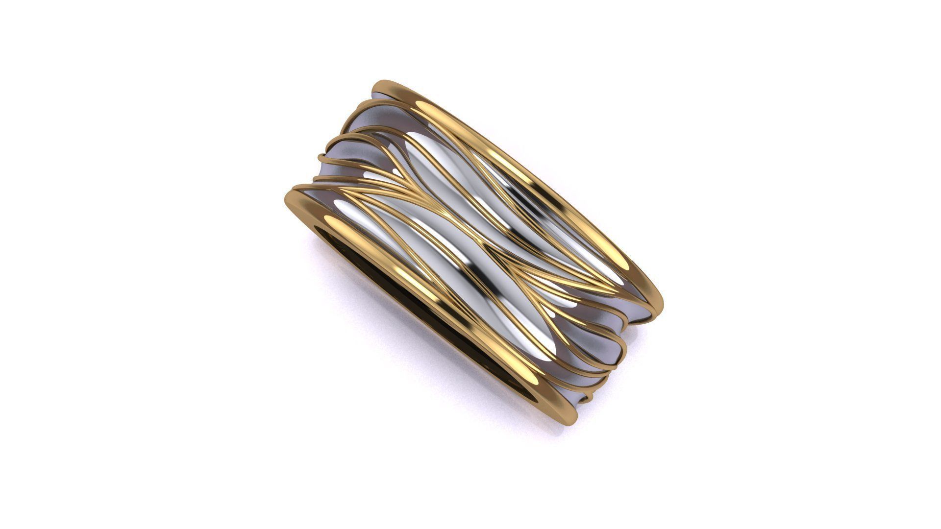 rings two gold and silver 3D print model_2