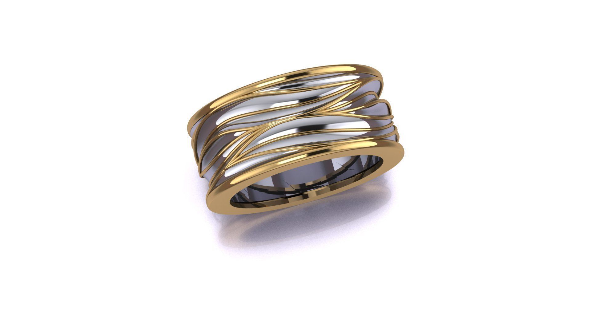 rings two gold and silver 3D print model_1