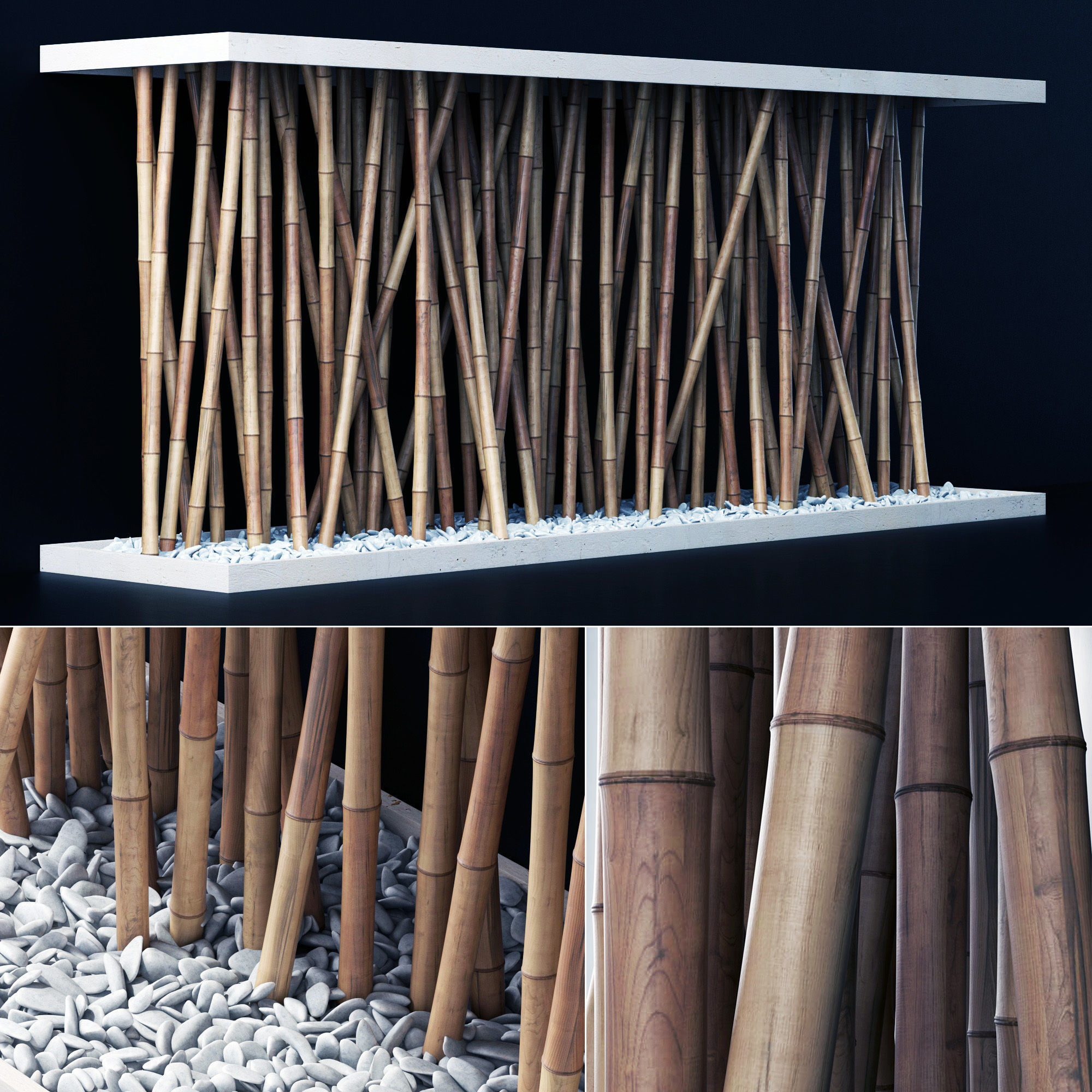 Bamboo branch decor Wall cage n18a 3D model_6
