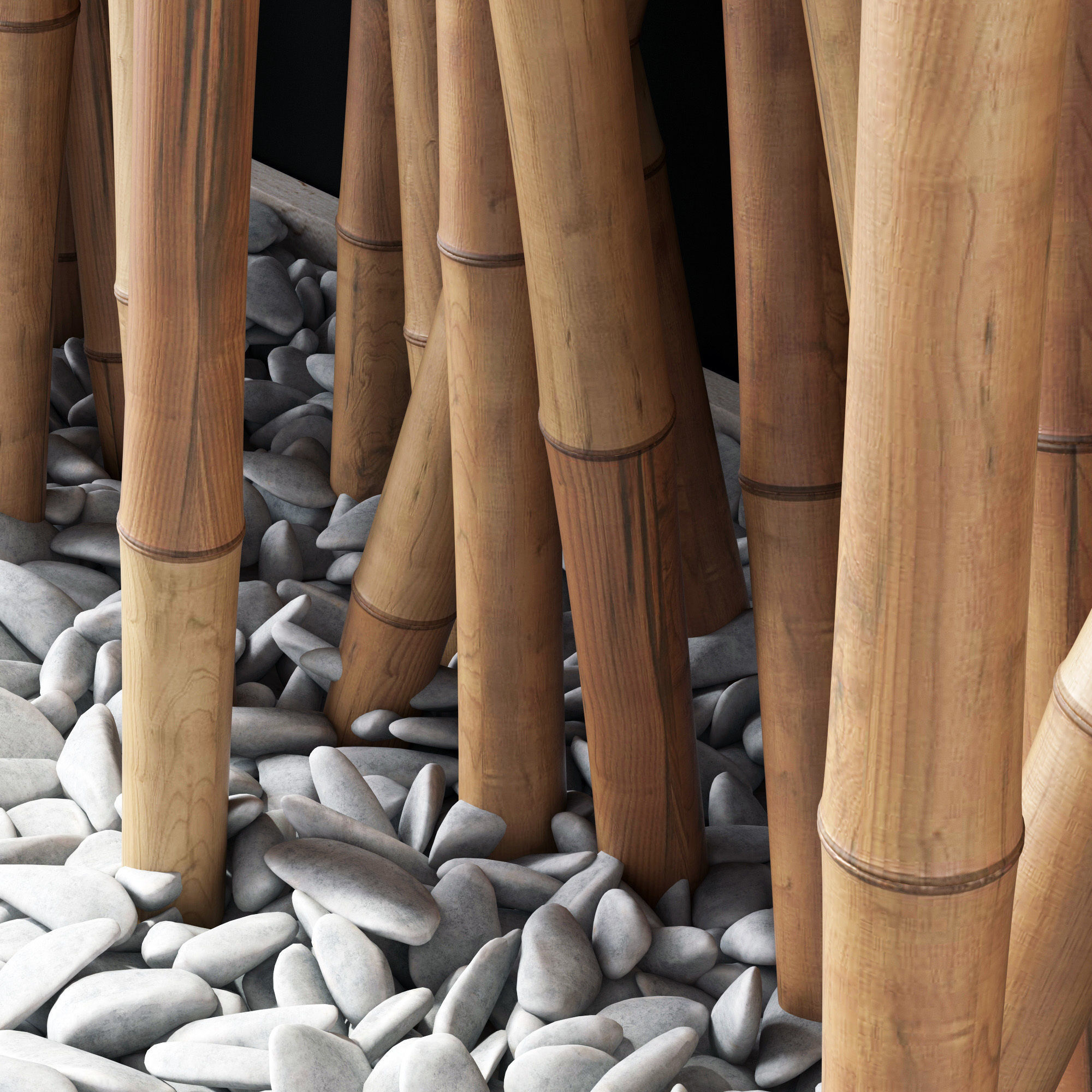 Bamboo branch decor Wall cage n18a 3D model_16