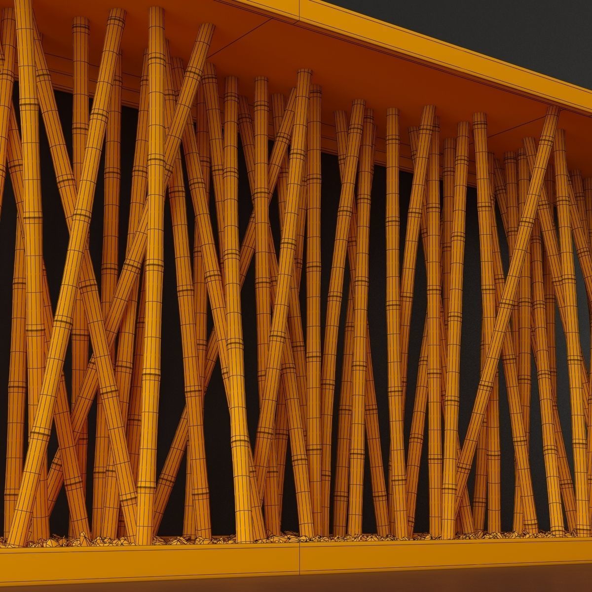 Bamboo branch decor Wall cage n18a 3D model_26