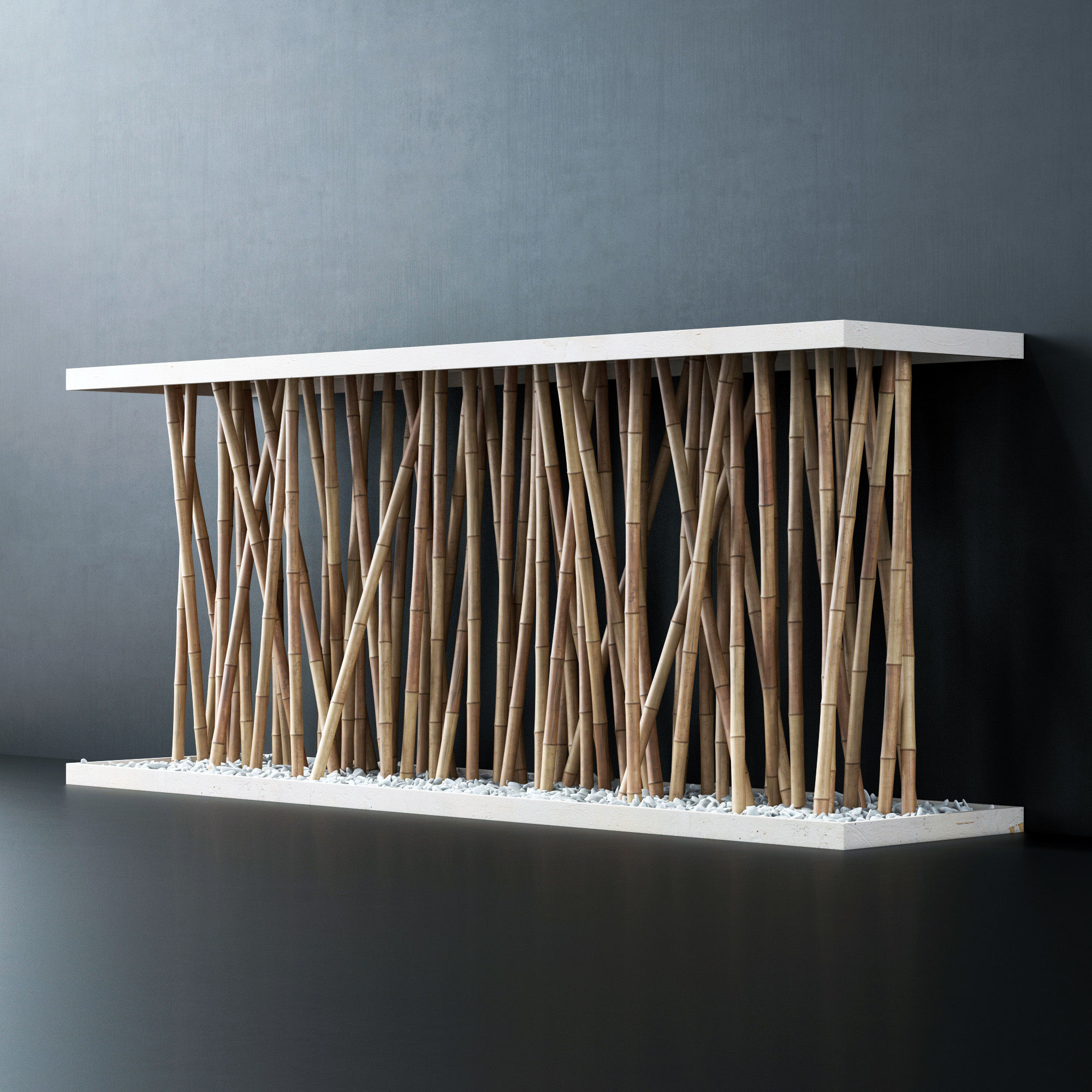 Bamboo branch decor Wall cage n18a 3D model_13