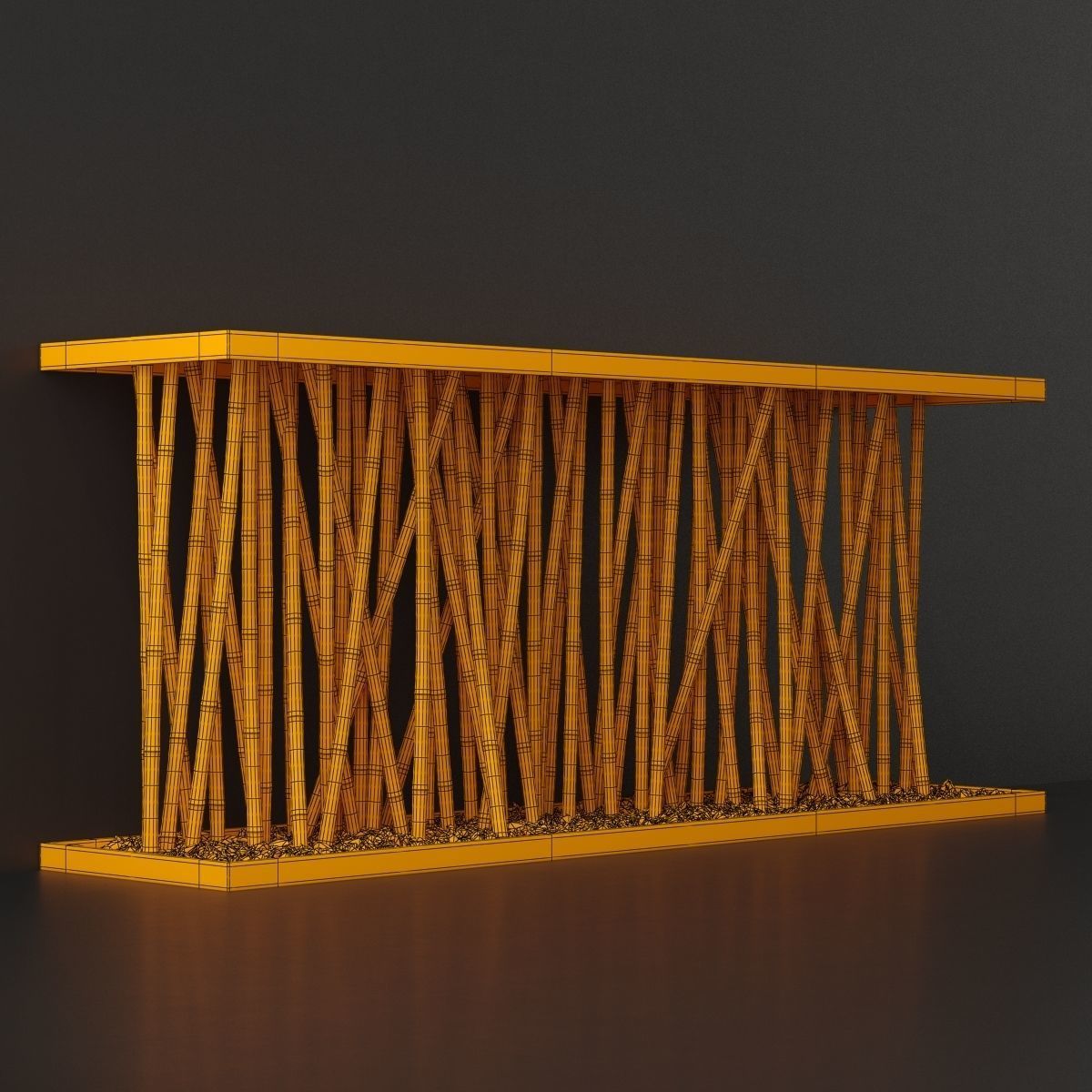 Bamboo branch decor Wall cage n18a 3D model_23