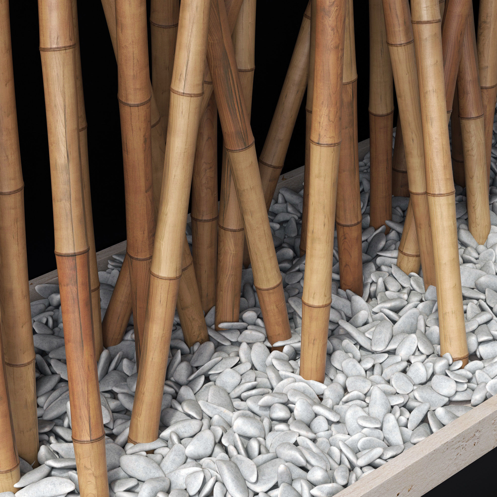 Bamboo branch decor Wall cage n18a 3D model_15