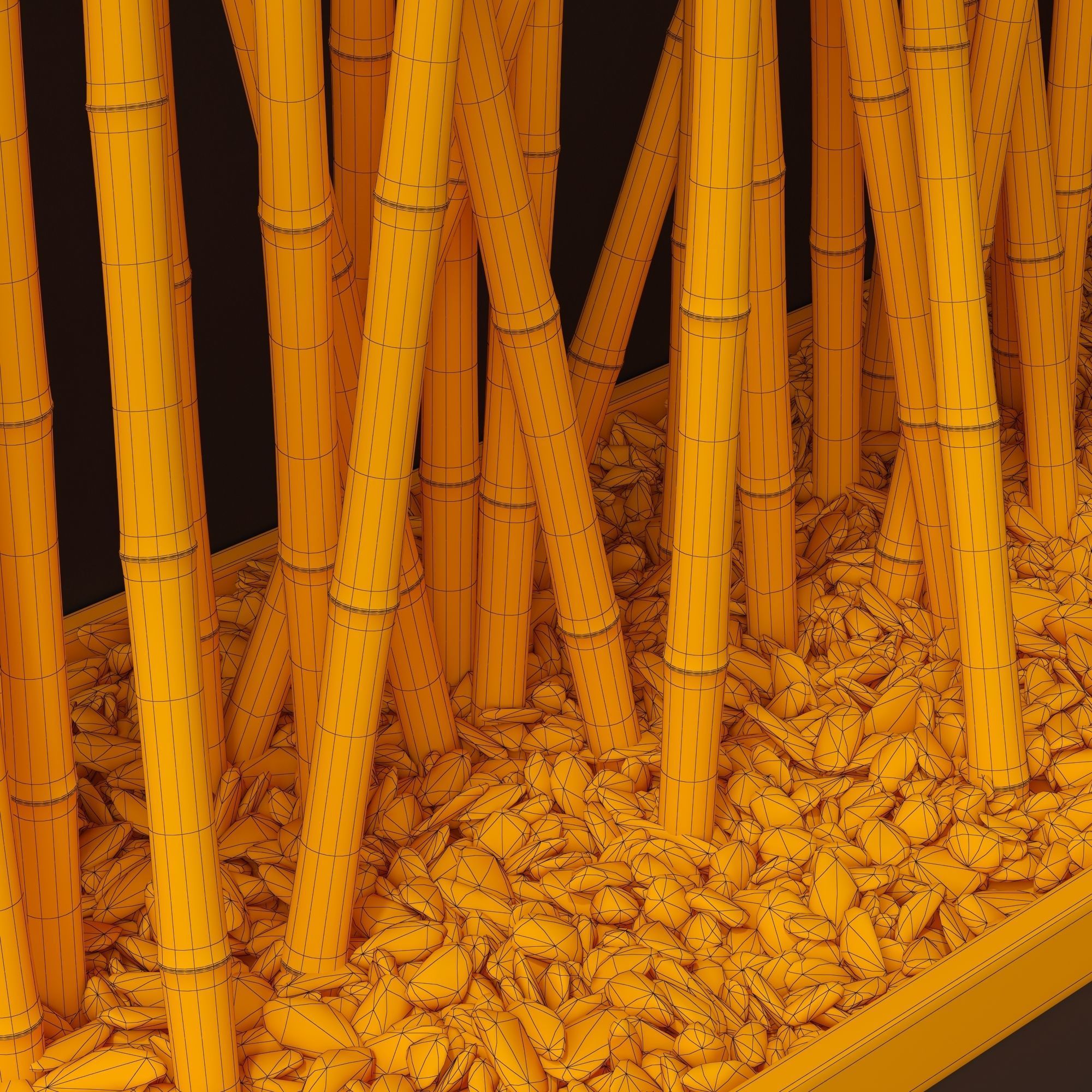 Bamboo branch decor Wall cage n18a 3D model_27