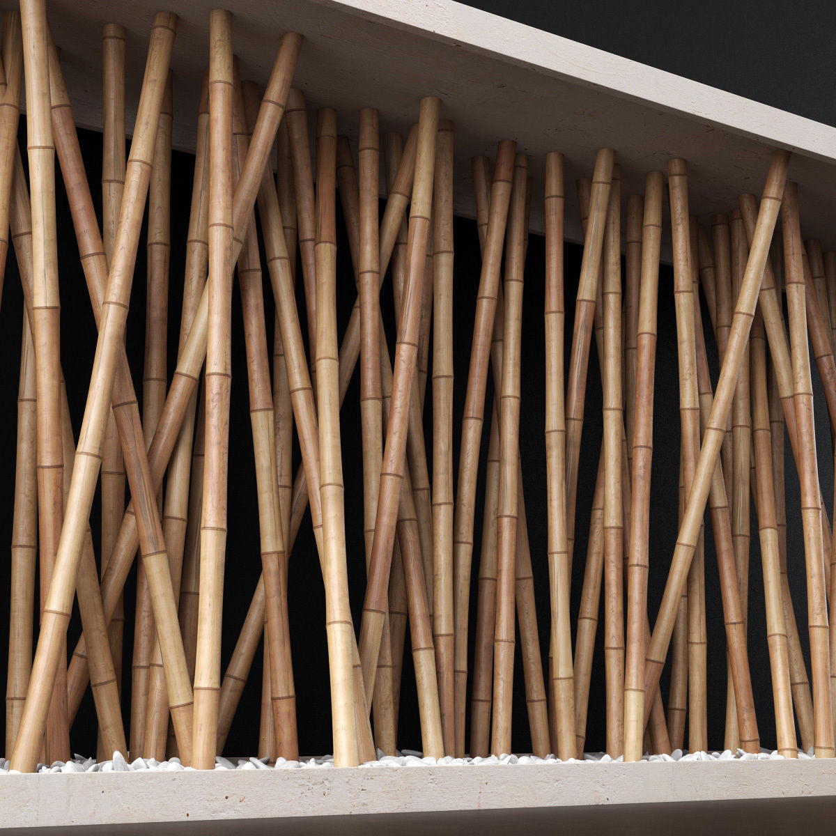 Bamboo branch decor Wall cage n18a 3D model_3