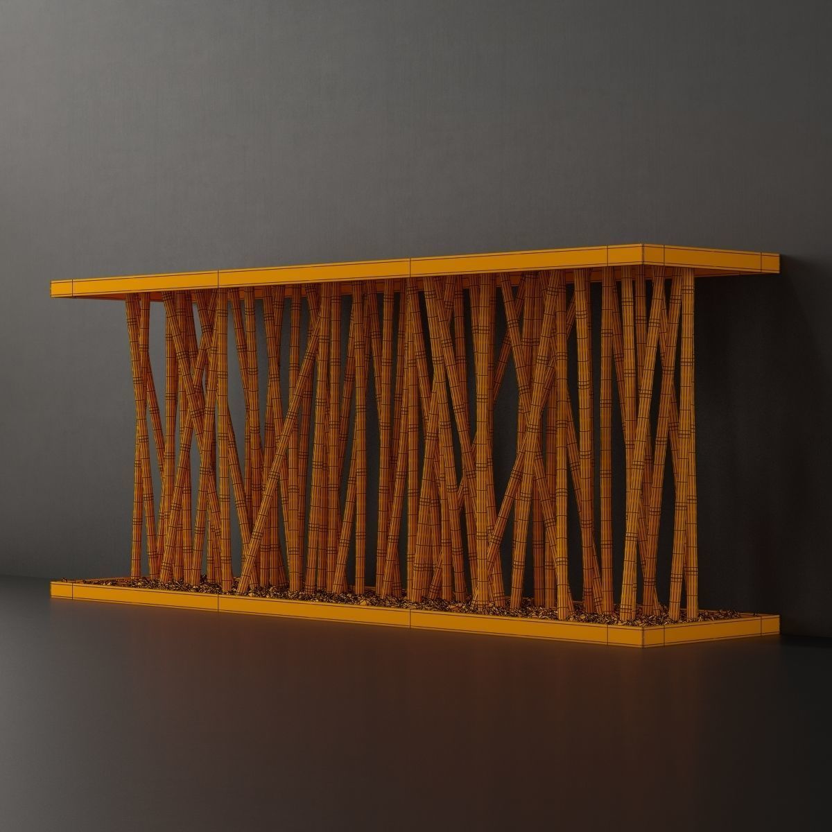 Bamboo branch decor Wall cage n18a 3D model_22