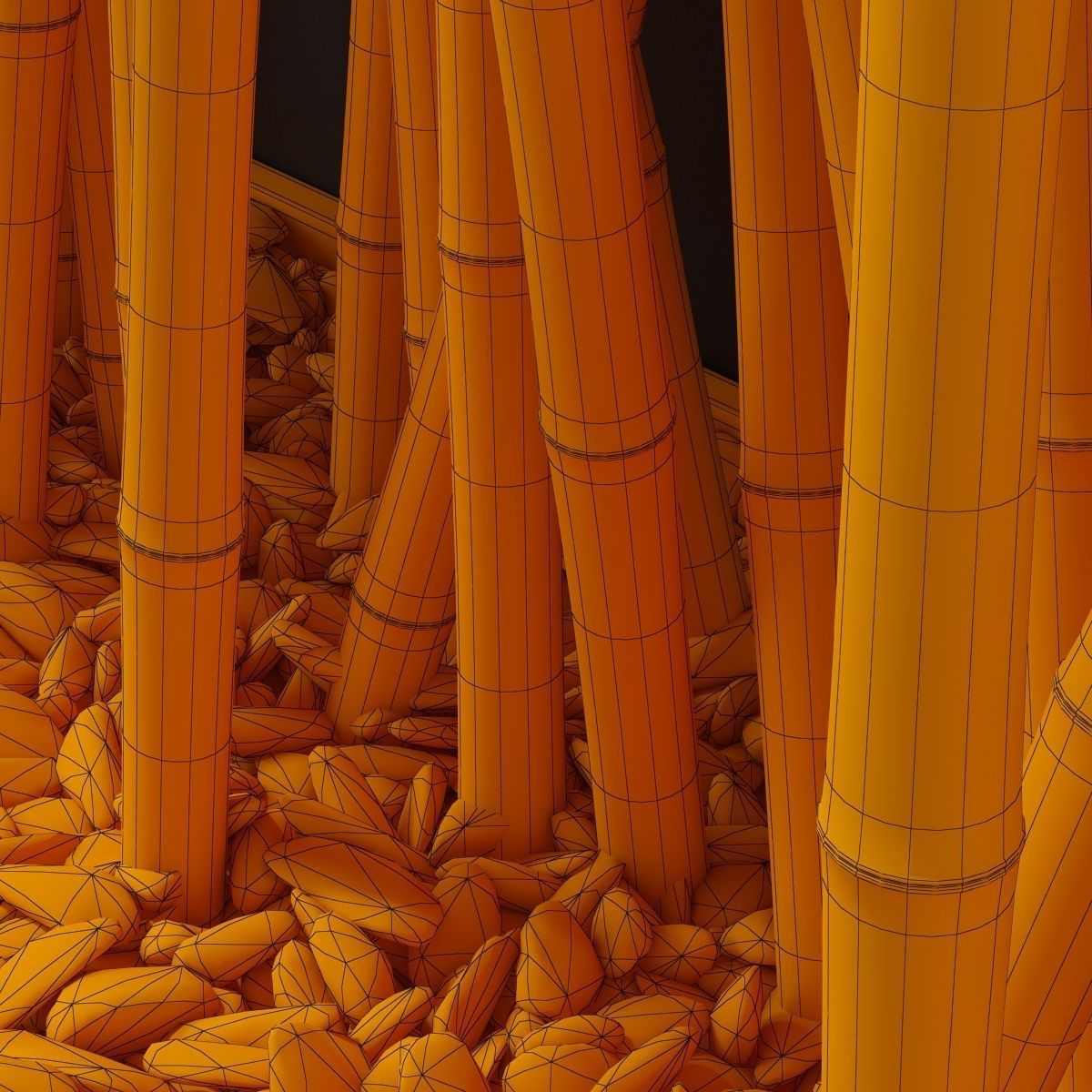 Bamboo branch decor Wall cage n18a 3D model_28