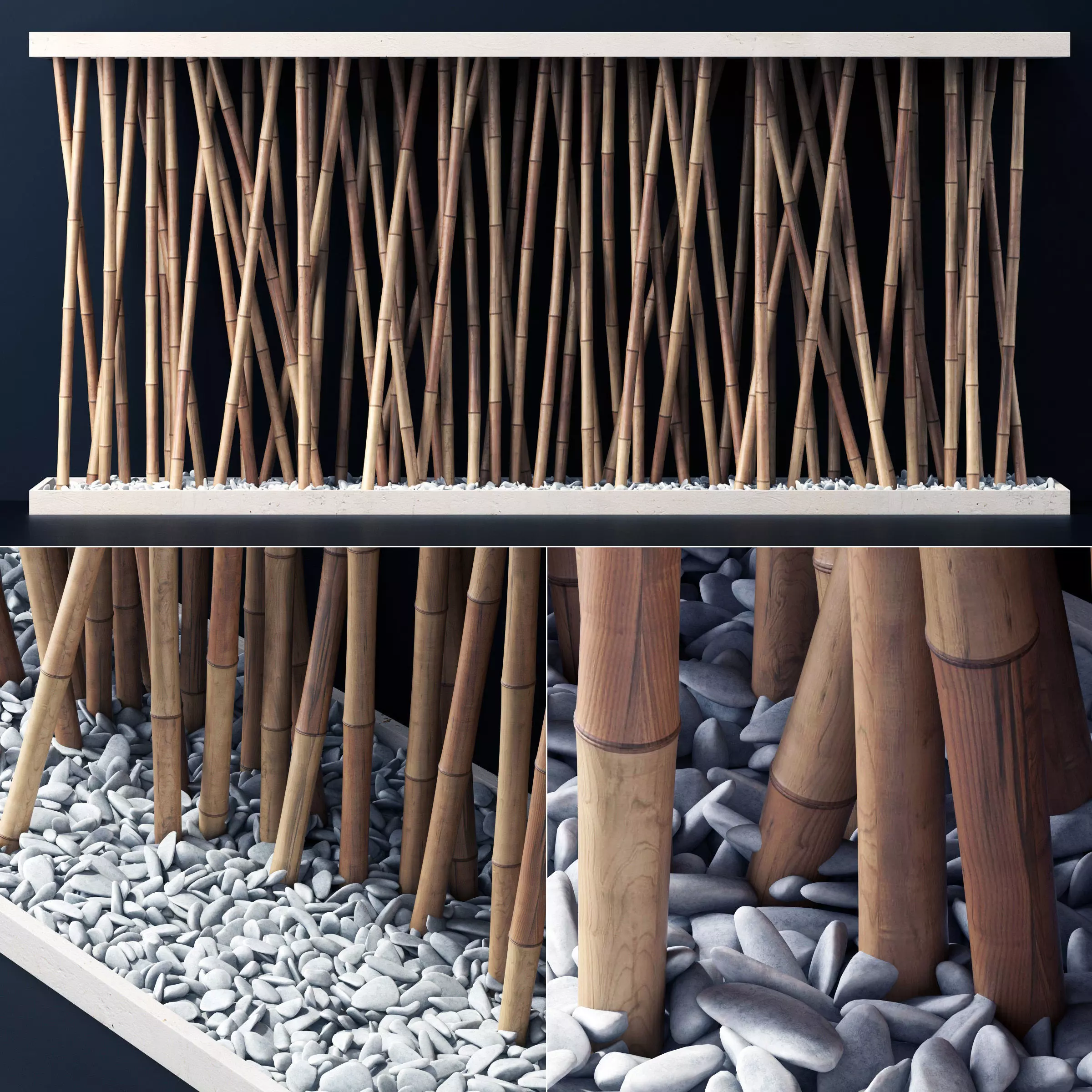 Bamboo branch decor Wall cage n18a 3D model_0