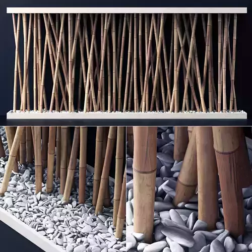 Bamboo branch decor Wall cage n18a 3D model