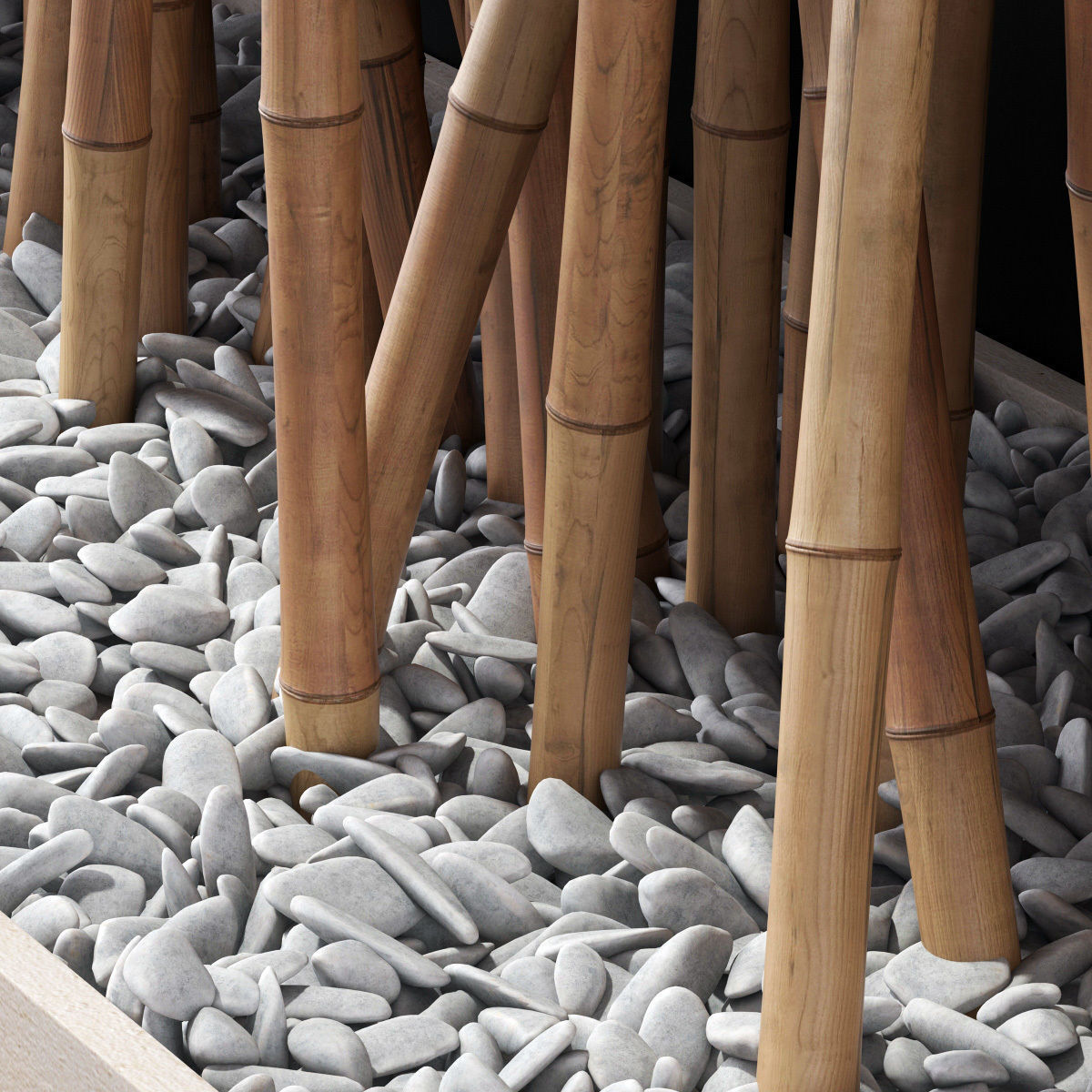 Bamboo branch decor Wall cage n18a 3D model_12