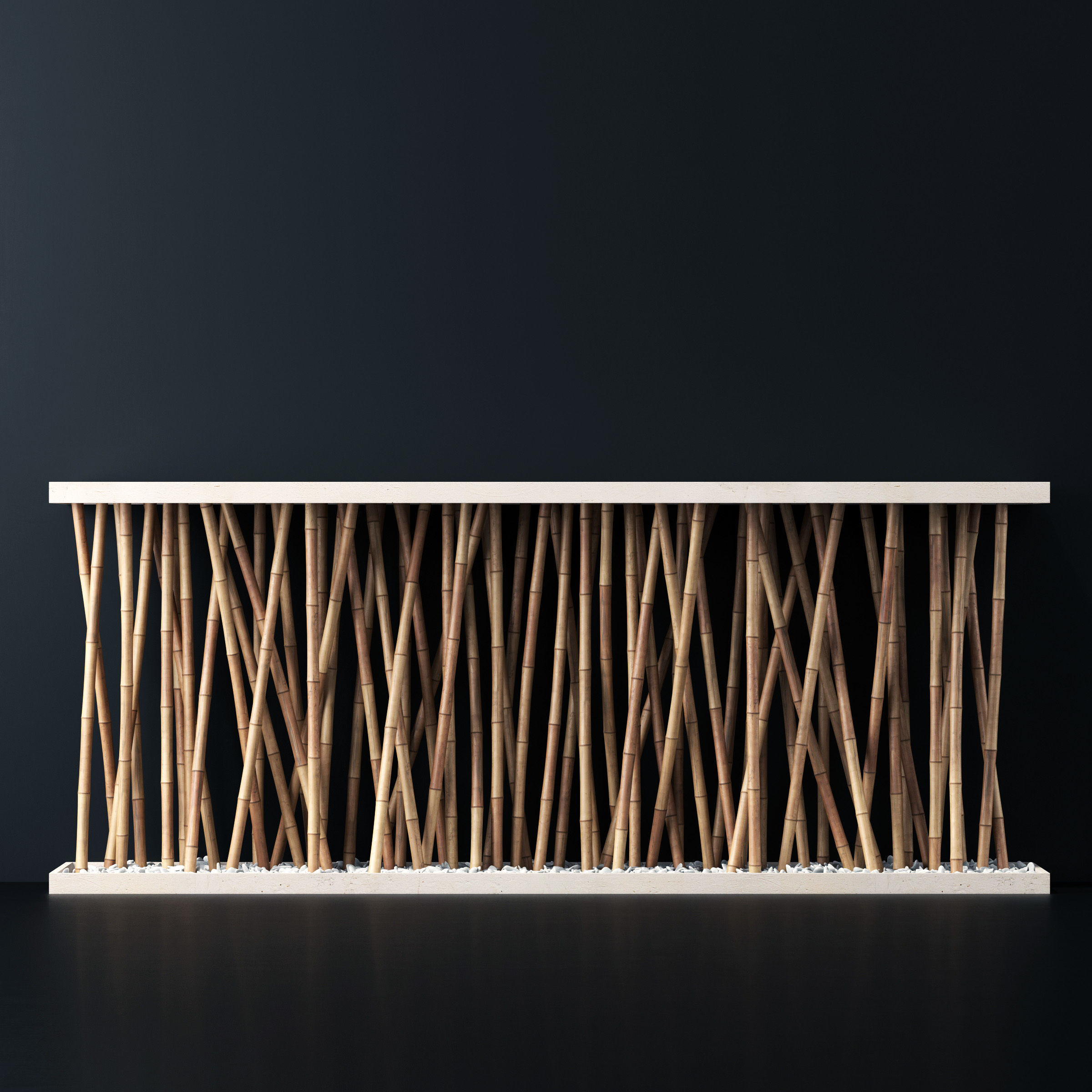 Bamboo branch decor Wall cage n18a 3D model_2