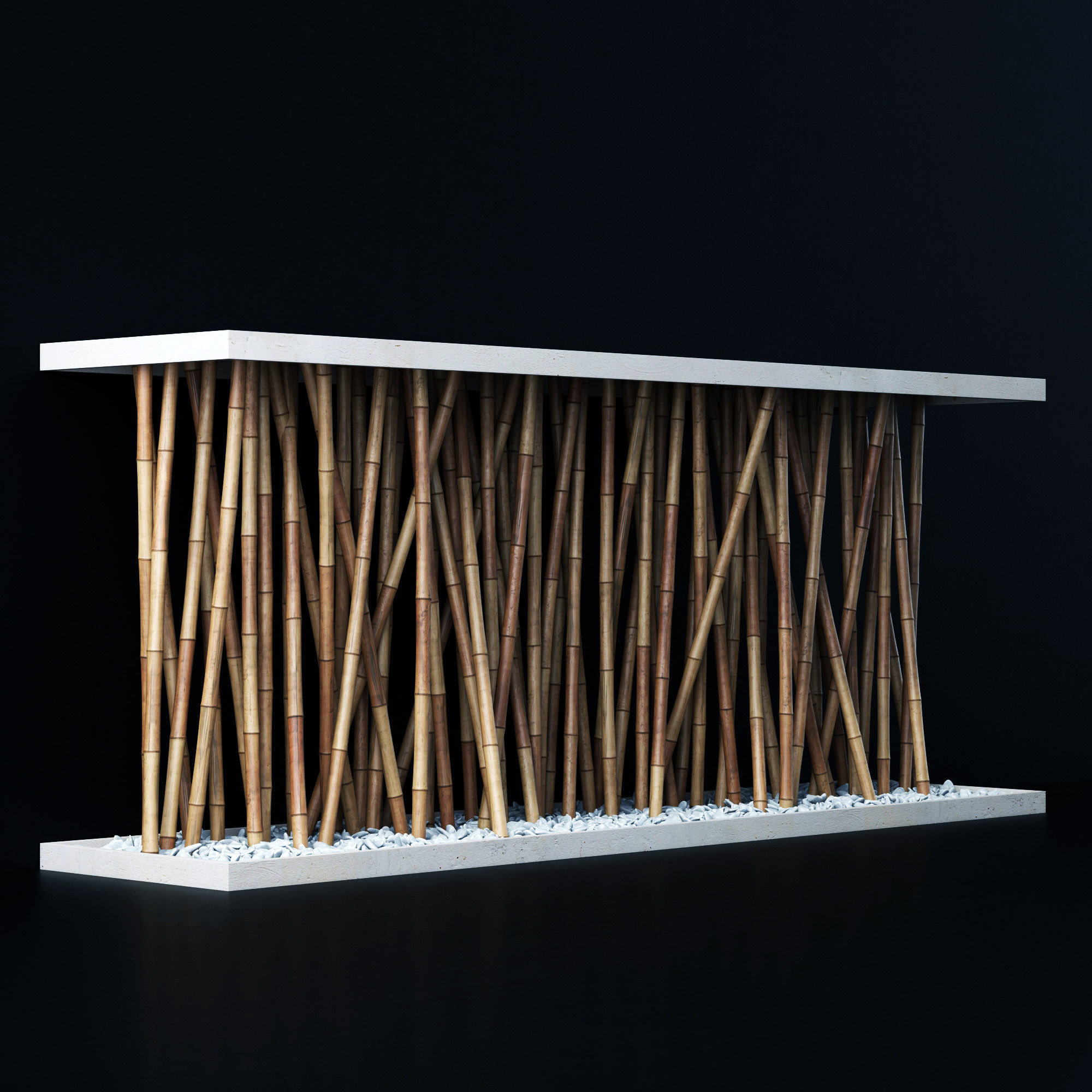 Bamboo branch decor Wall cage n18a 3D model_14