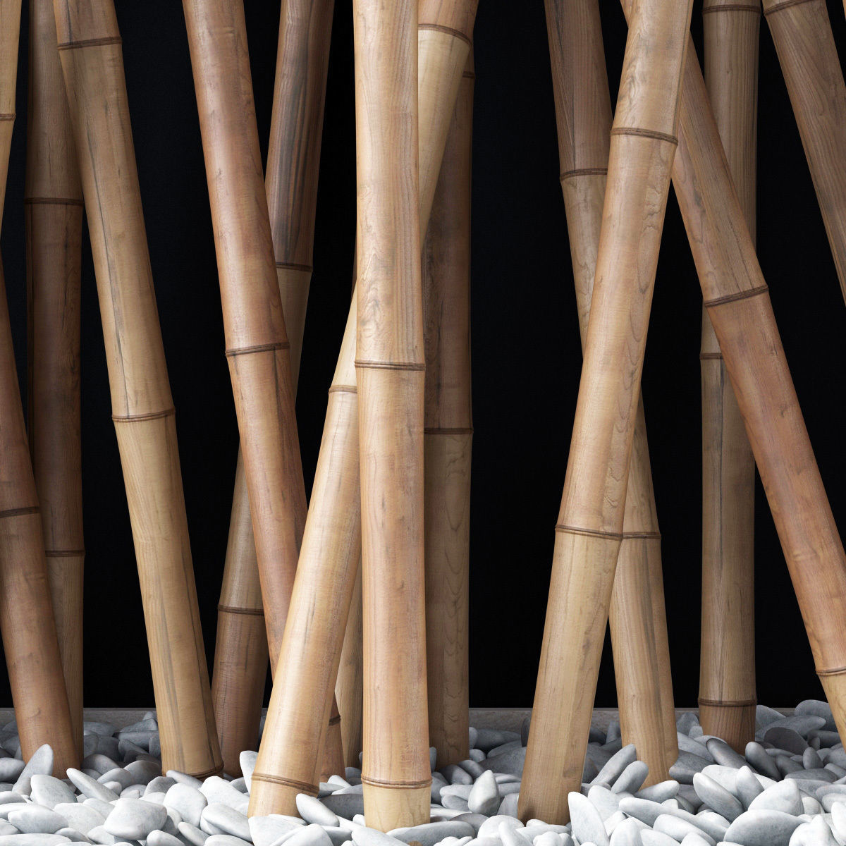 Bamboo branch decor Wall cage n18a 3D model_9