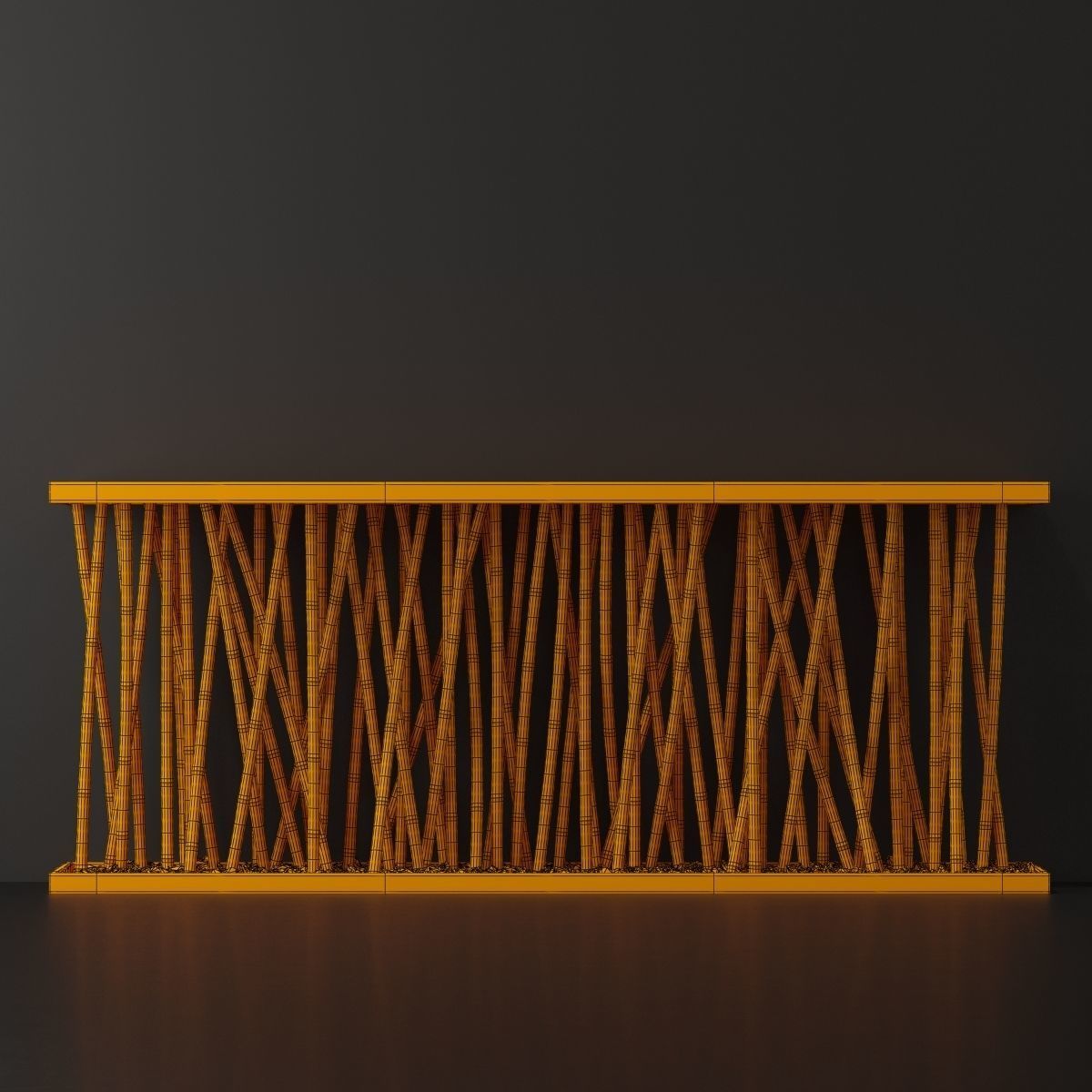 Bamboo branch decor Wall cage n18a 3D model_18