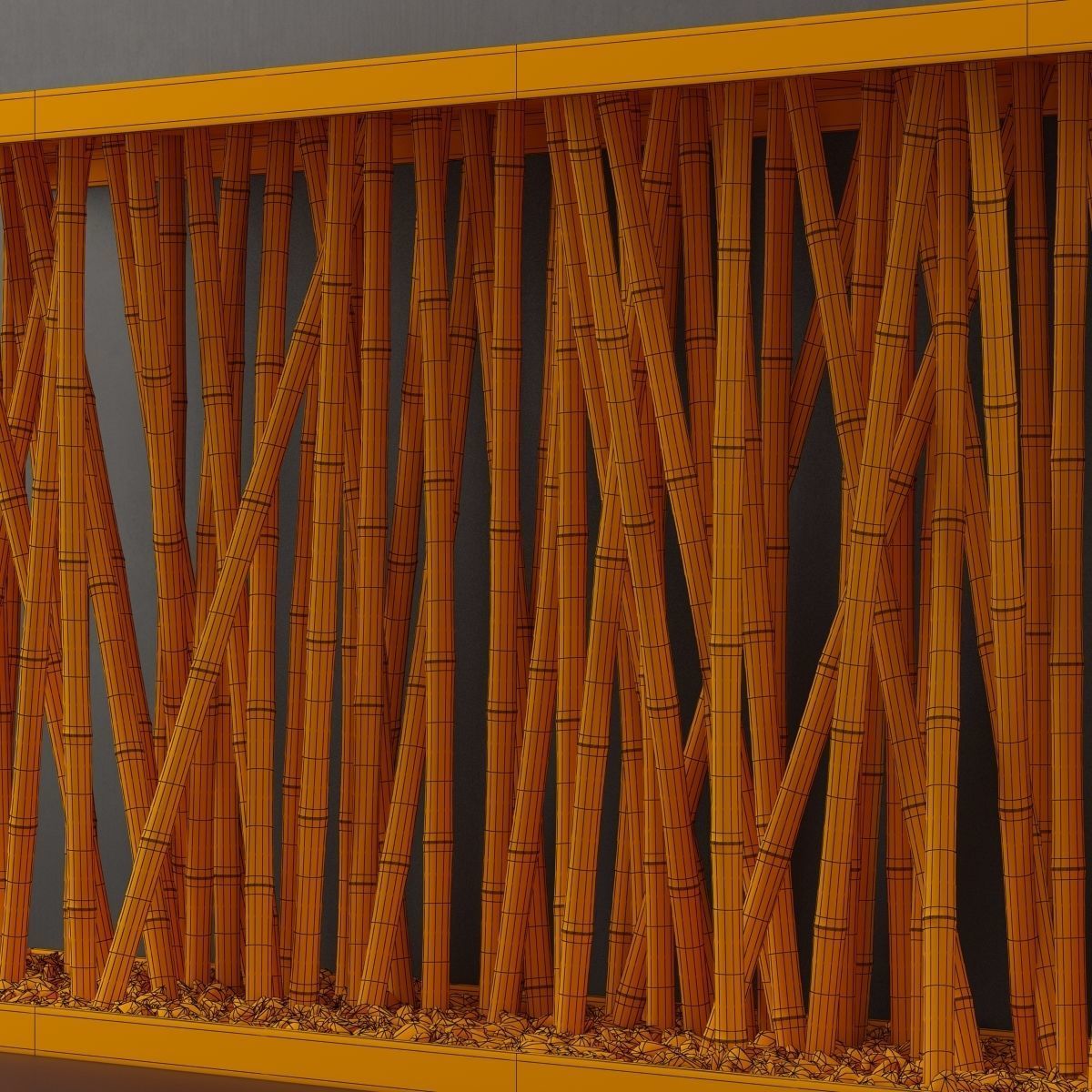 Bamboo branch decor Wall cage n18a 3D model_19