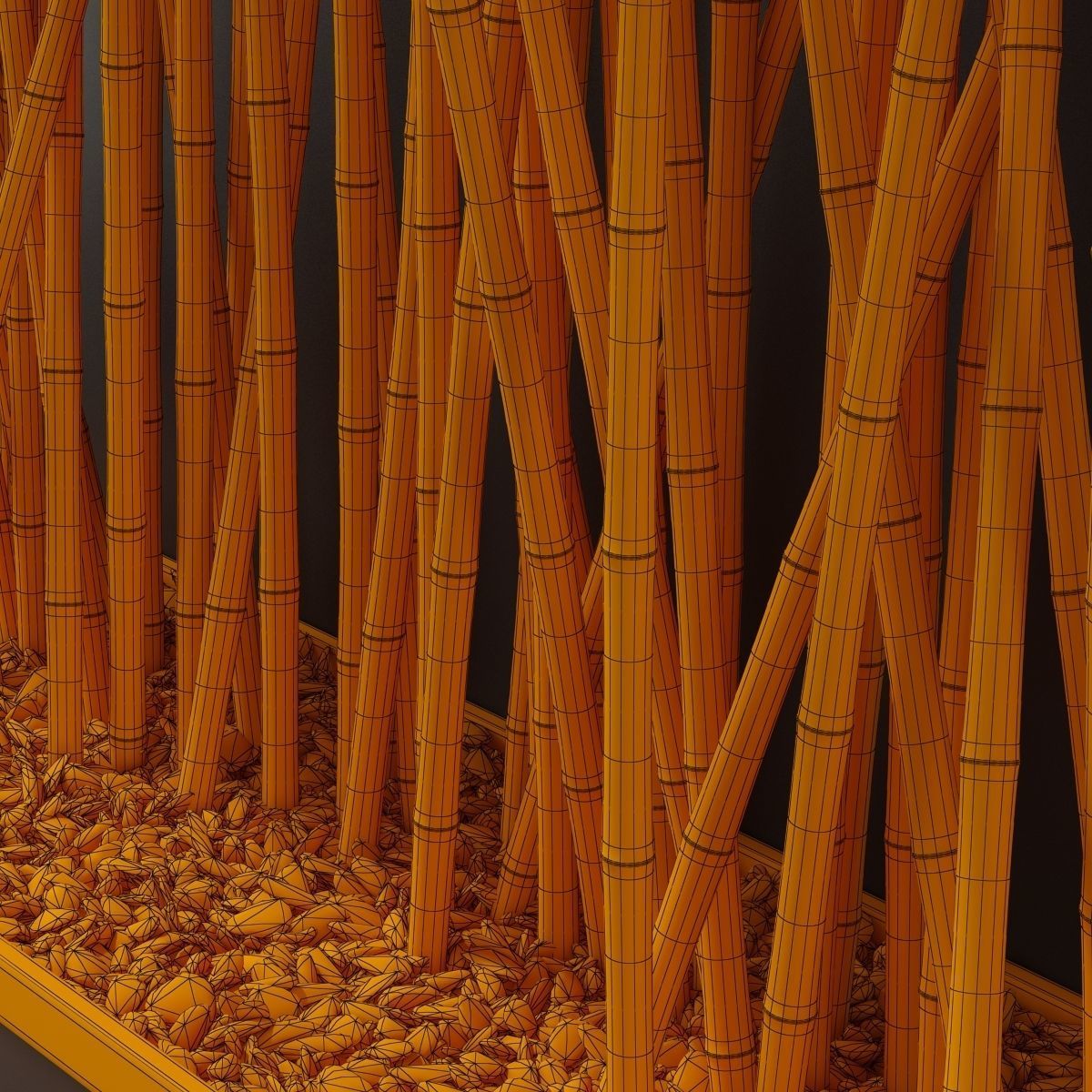 Bamboo branch decor Wall cage n18a 3D model_25