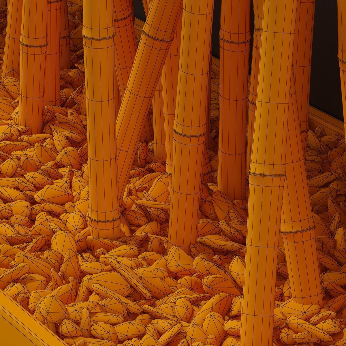 Bamboo branch decor Wall cage n18a 3D model_21