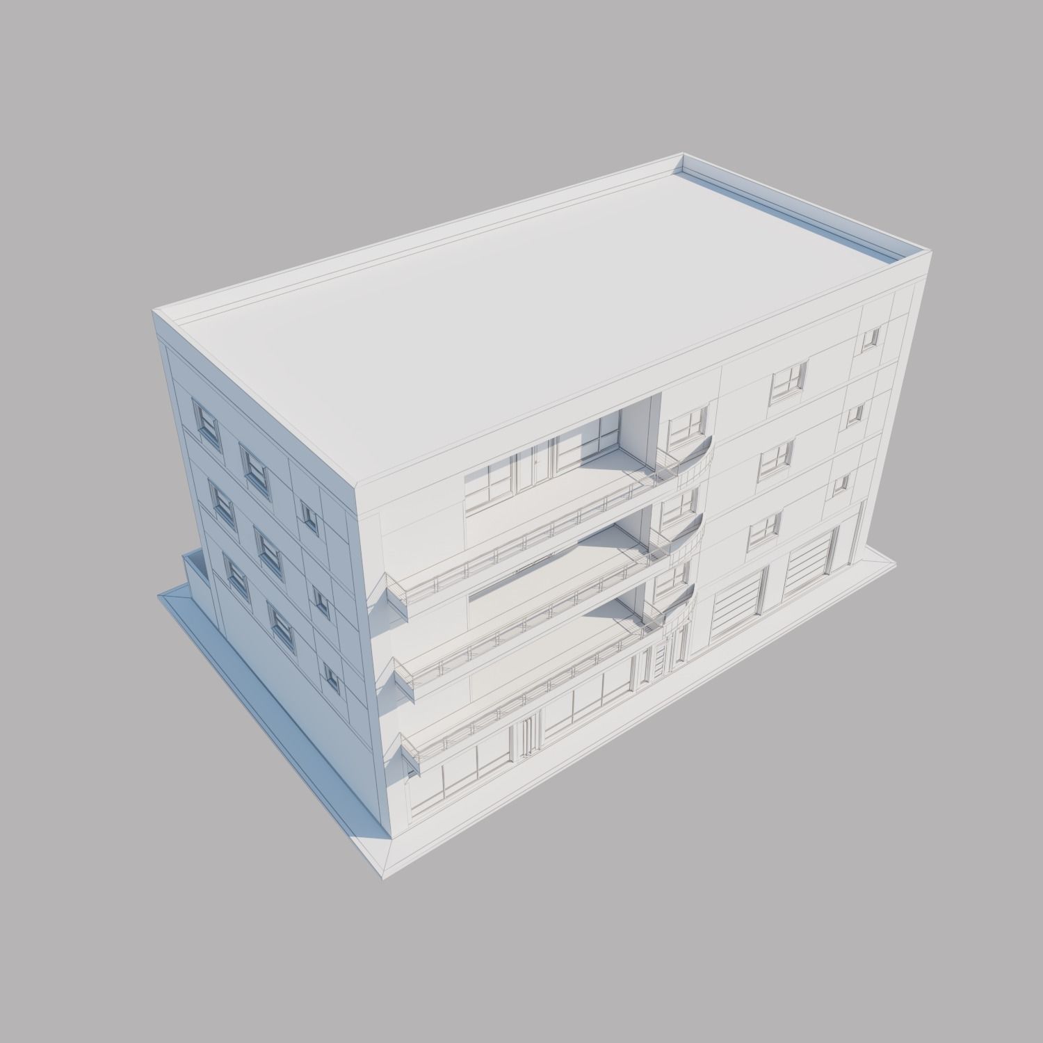 Apartment building with patio Threedee Way 336 3D model_1