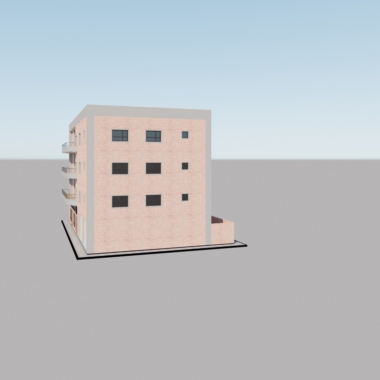 Apartment building with patio Threedee Way 336 3D model_19