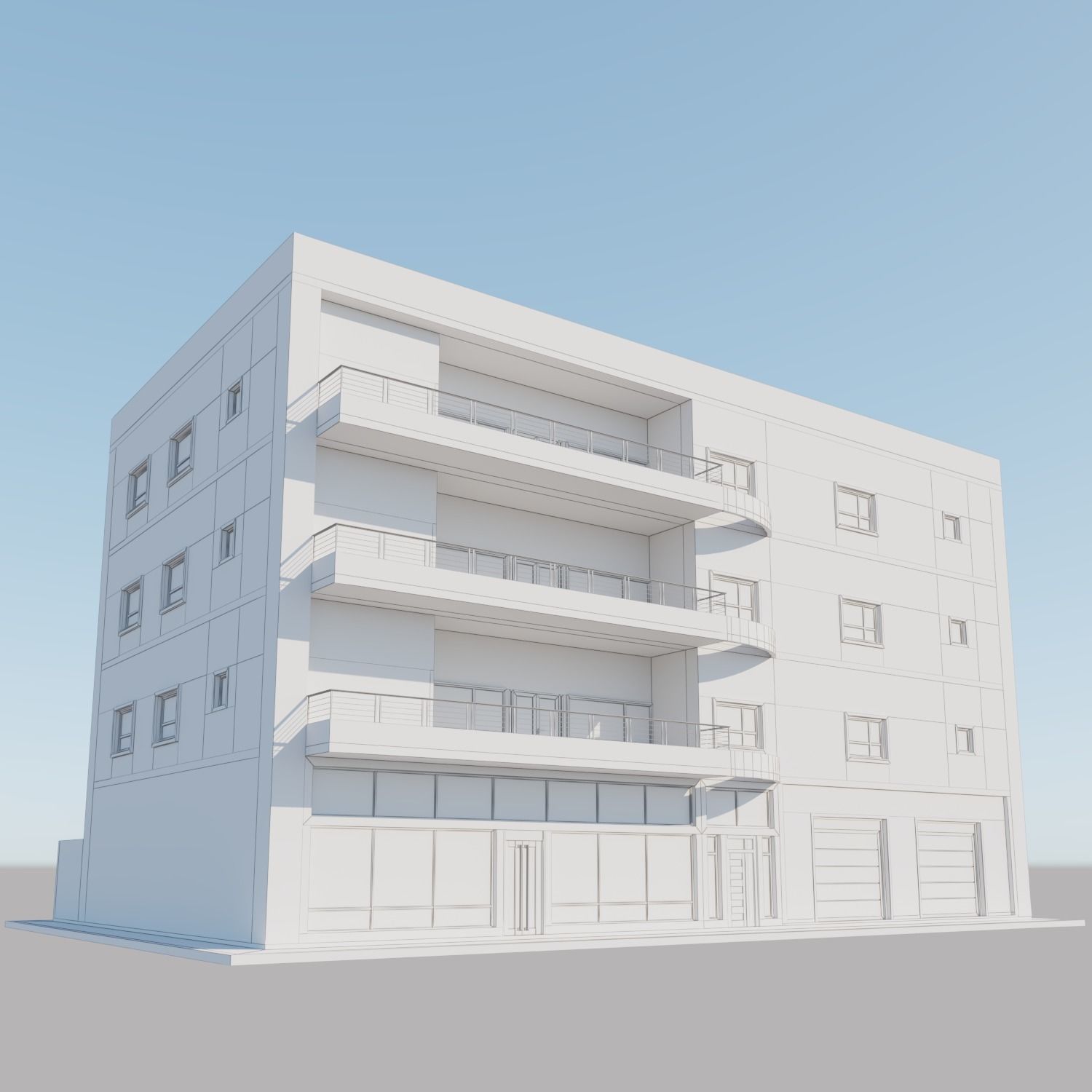 Apartment building with patio Threedee Way 336 3D model_9