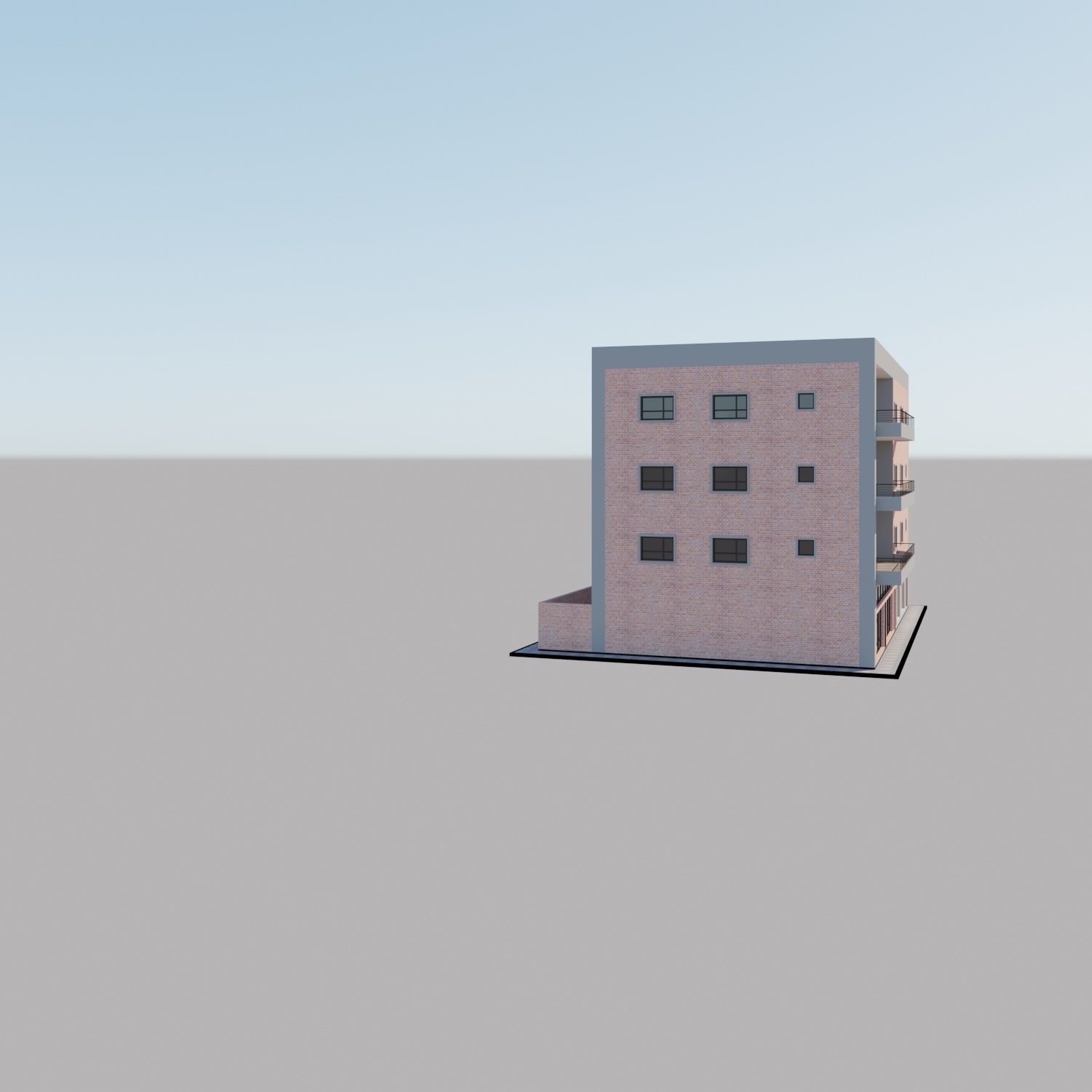 Apartment building with patio Threedee Way 336 3D model_12