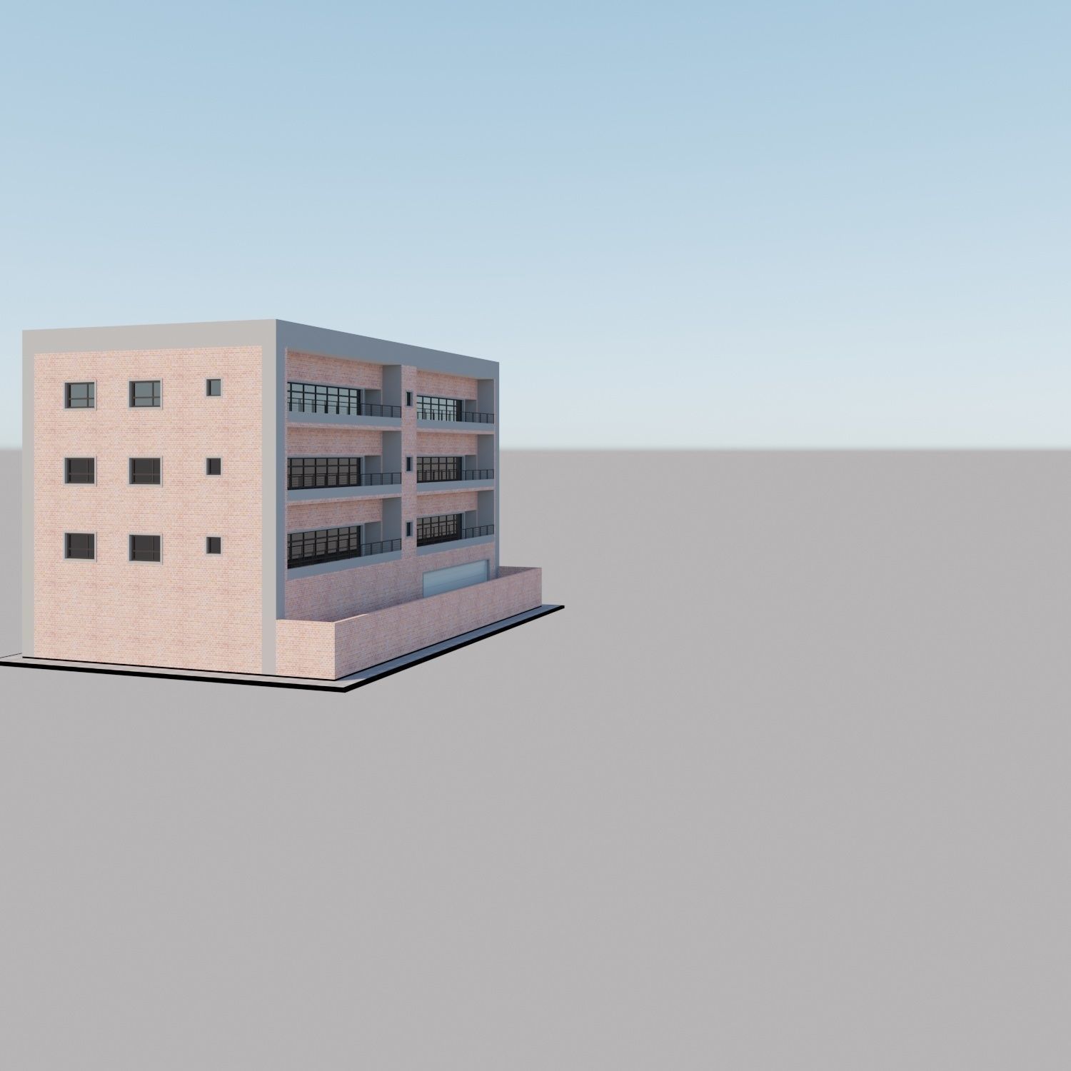 Apartment building with patio Threedee Way 336 3D model_11