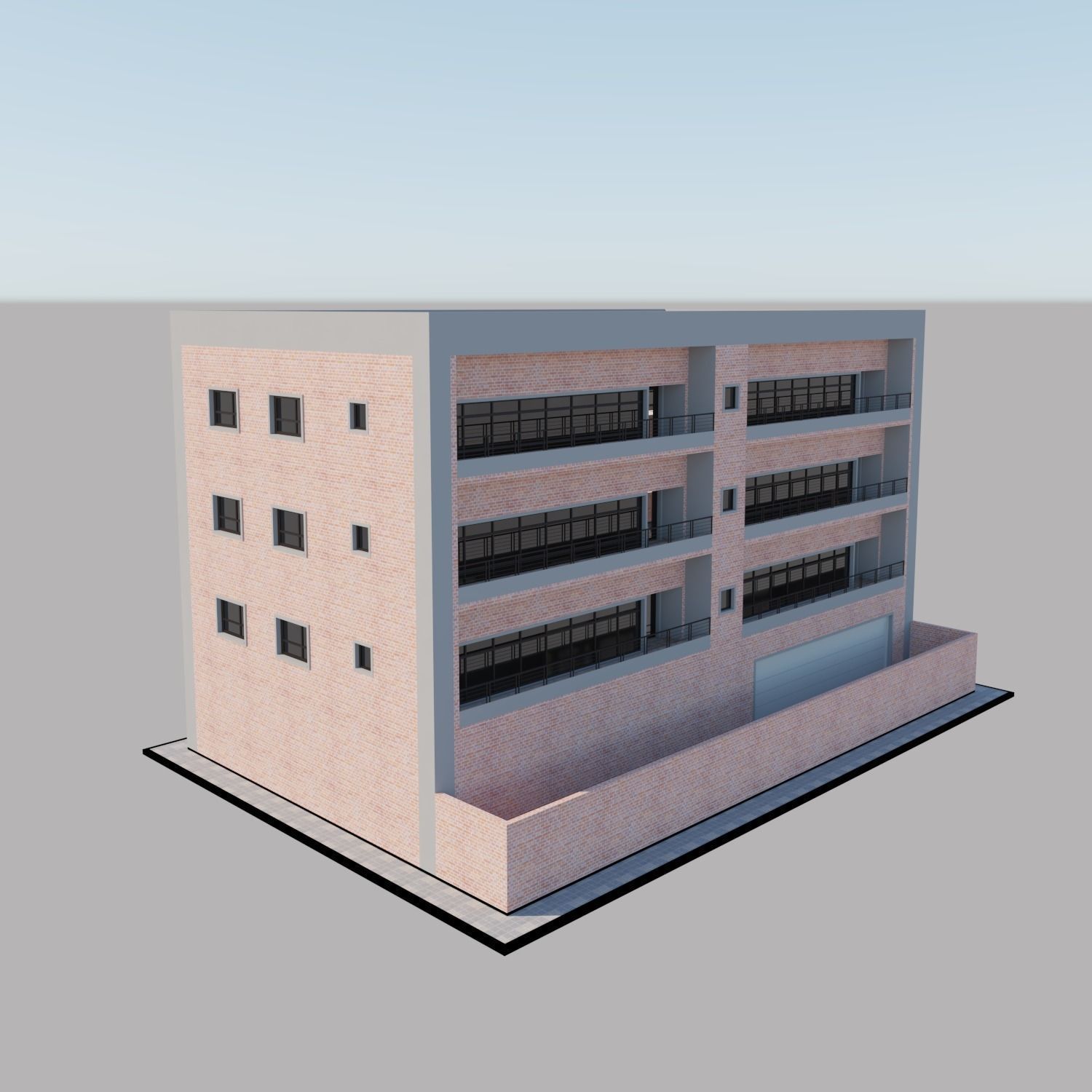 Apartment building with patio Threedee Way 336 3D model_8