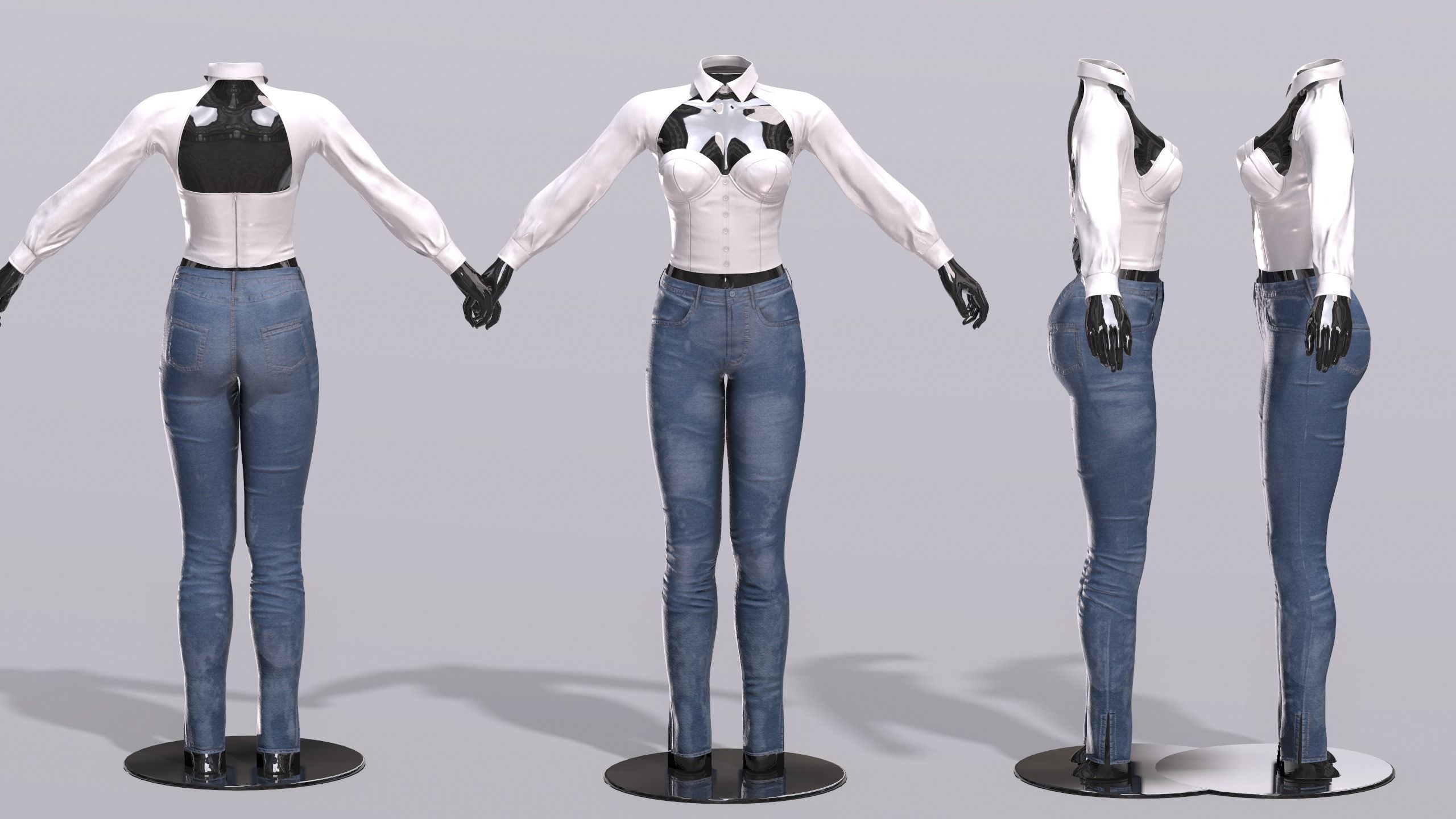 Female Clothing Low-poly 3D model_2