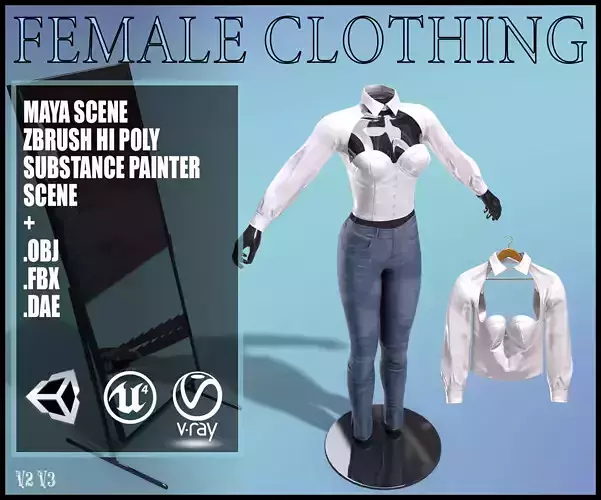 Female Clothing Low-poly 3D model