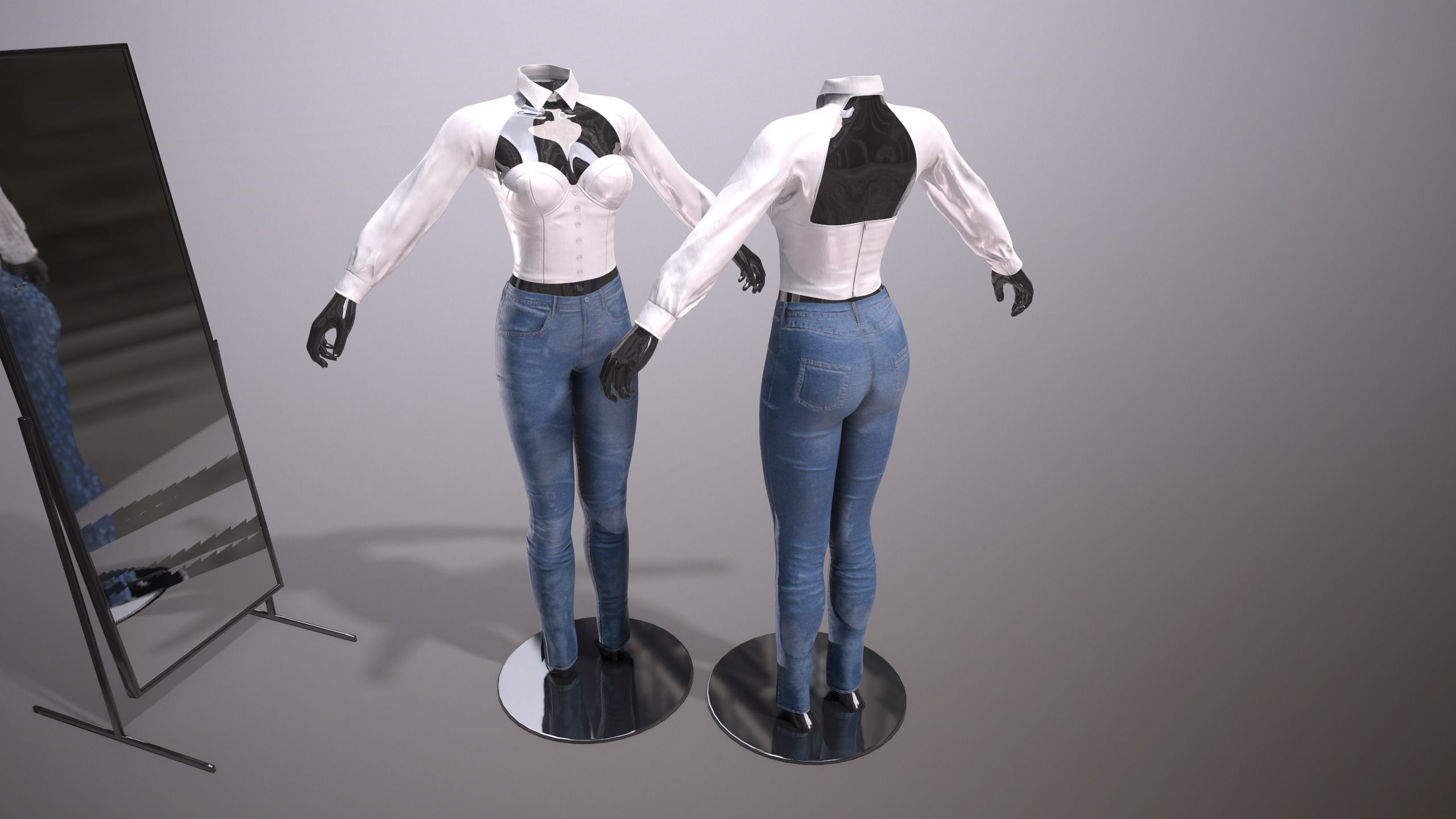 Female Clothing Low-poly 3D model_4