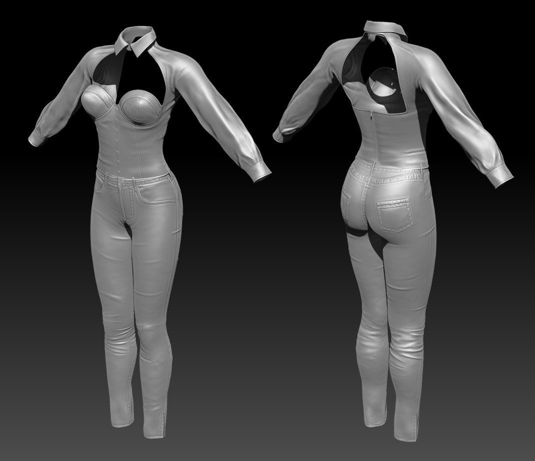 Female Clothing Low-poly 3D model_12