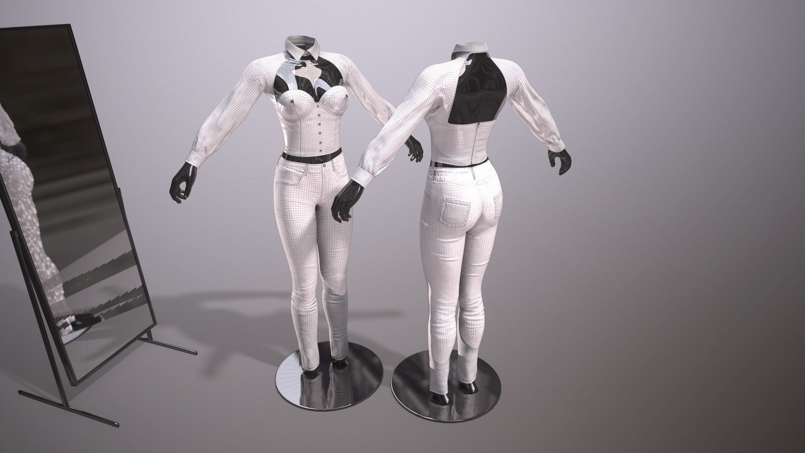 Female Clothing Low-poly 3D model_5