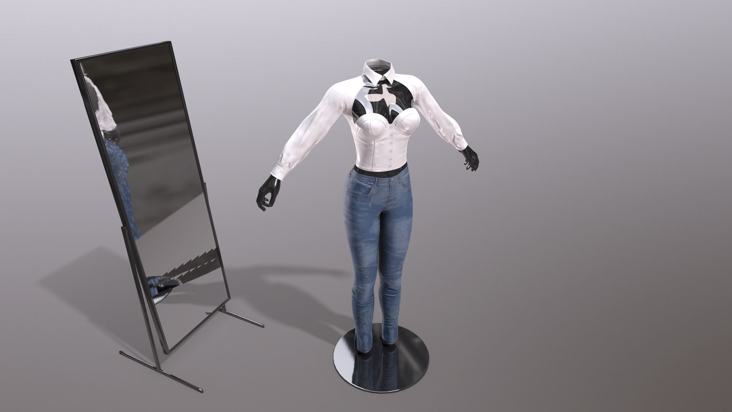 Female Clothing Low-poly 3D model_3