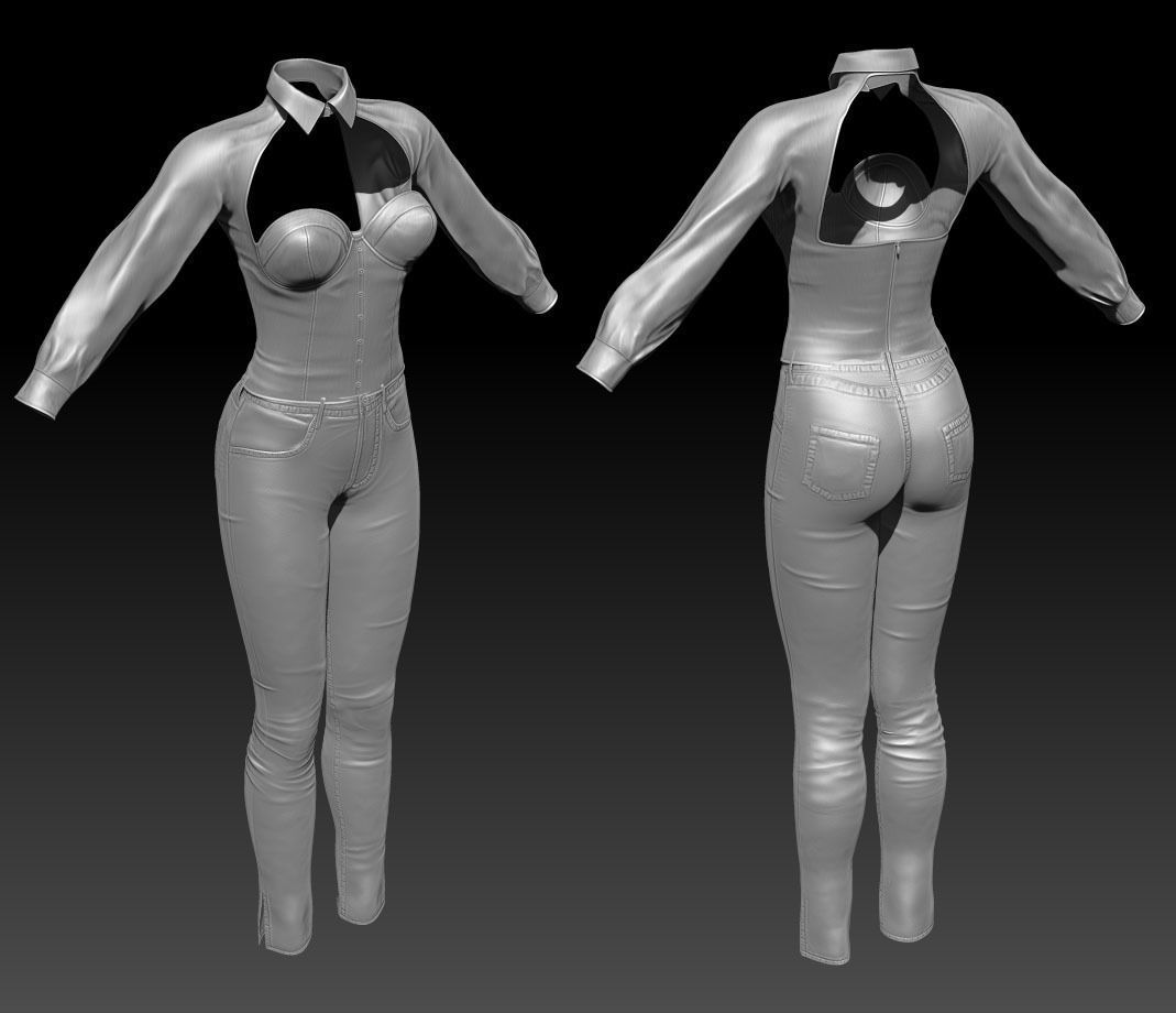 Female Clothing Low-poly 3D model_11