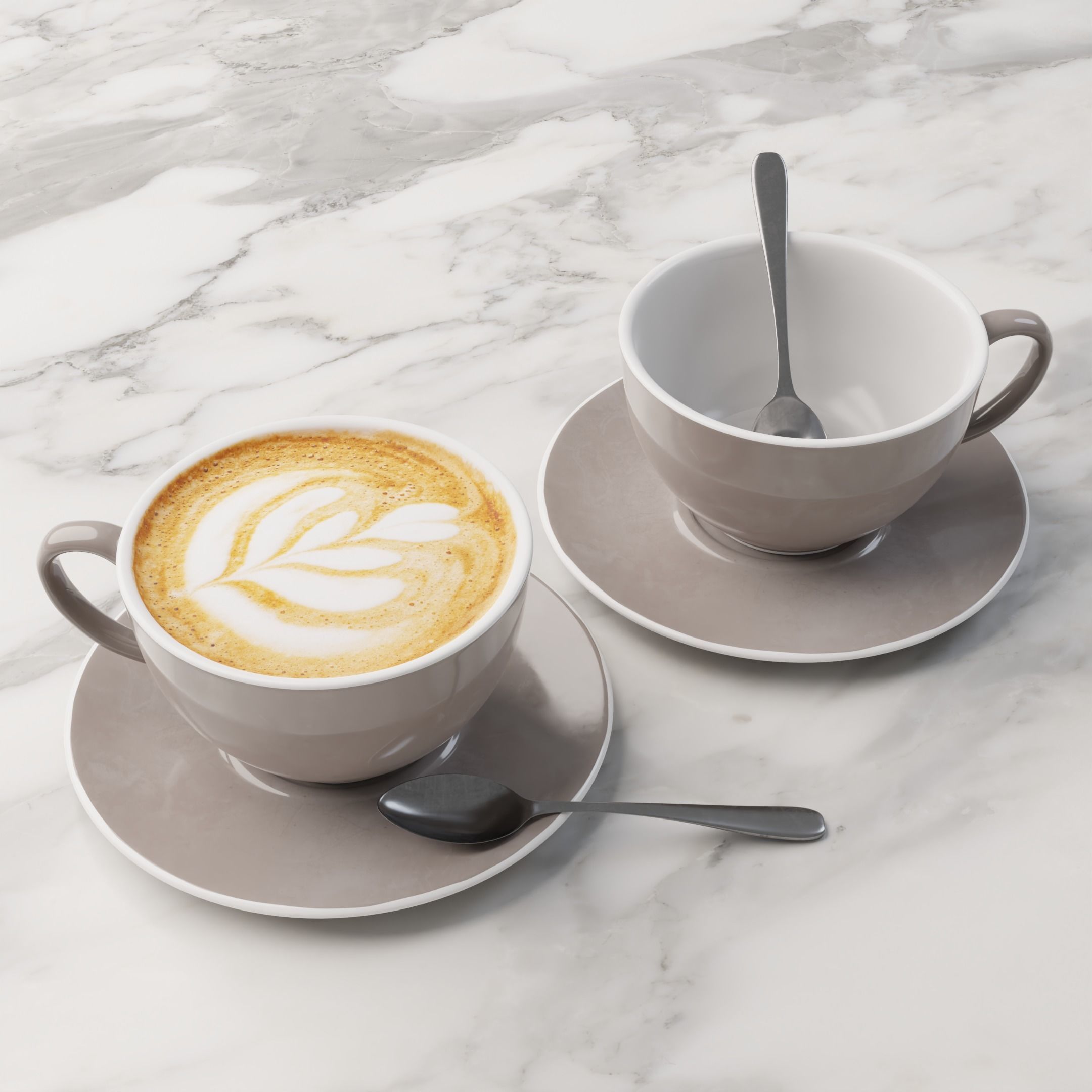 Cafe Latte Cup 3D model_3